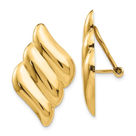 14kt Yellow Gold Non-pierced Fancy Earrings