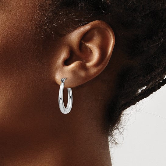 14kt White Gold Polished Hoop Earrings