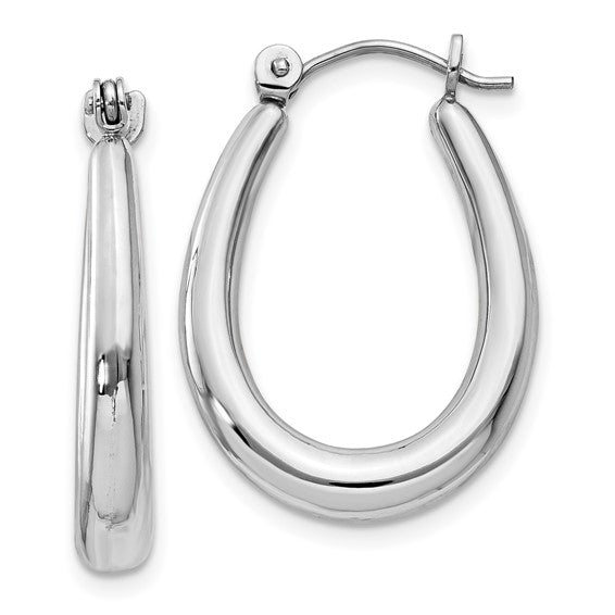 14kt White Gold Polished Hoop Earrings