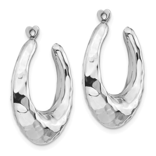 14kt White Gold Hammered Hoop Earring Jackets