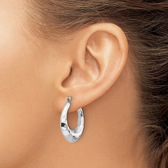 14kt White Gold Hammered Hoop Earring Jackets