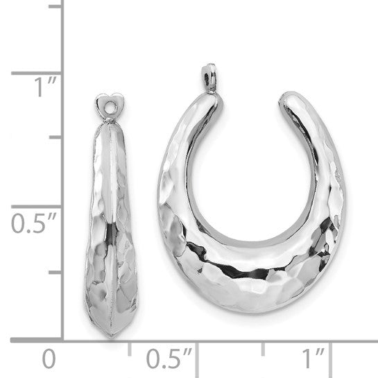 14kt White Gold Hammered Hoop Earring Jackets