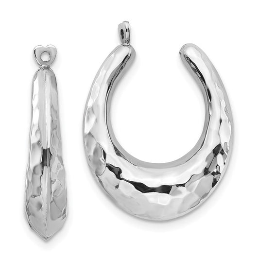 14kt White Gold Hammered Hoop Earring Jackets