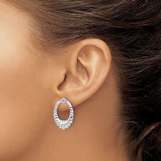 14kt White Gold Scalloped Hoop Earring Jackets