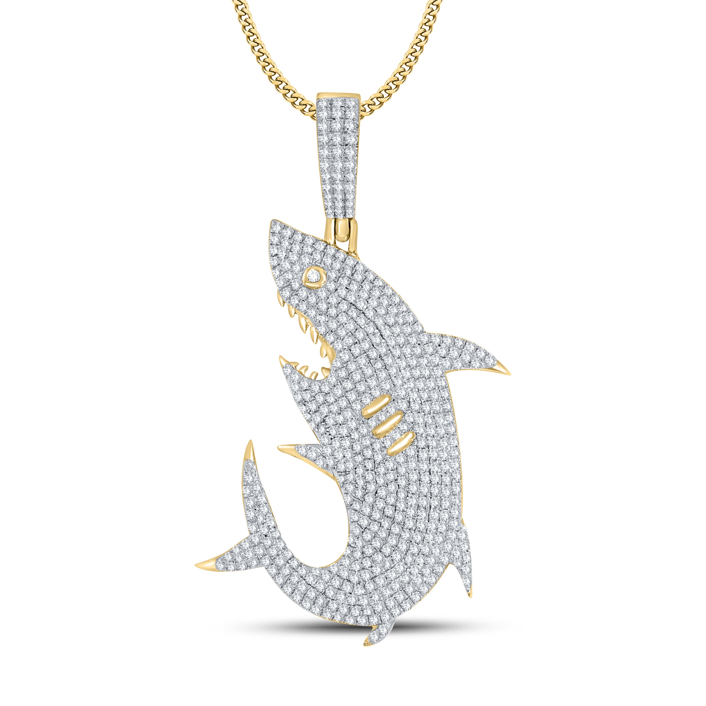 10KT YELLOW GOLD NATURAL DIAMOND 2.23 CTW DOLPHIN CHARM