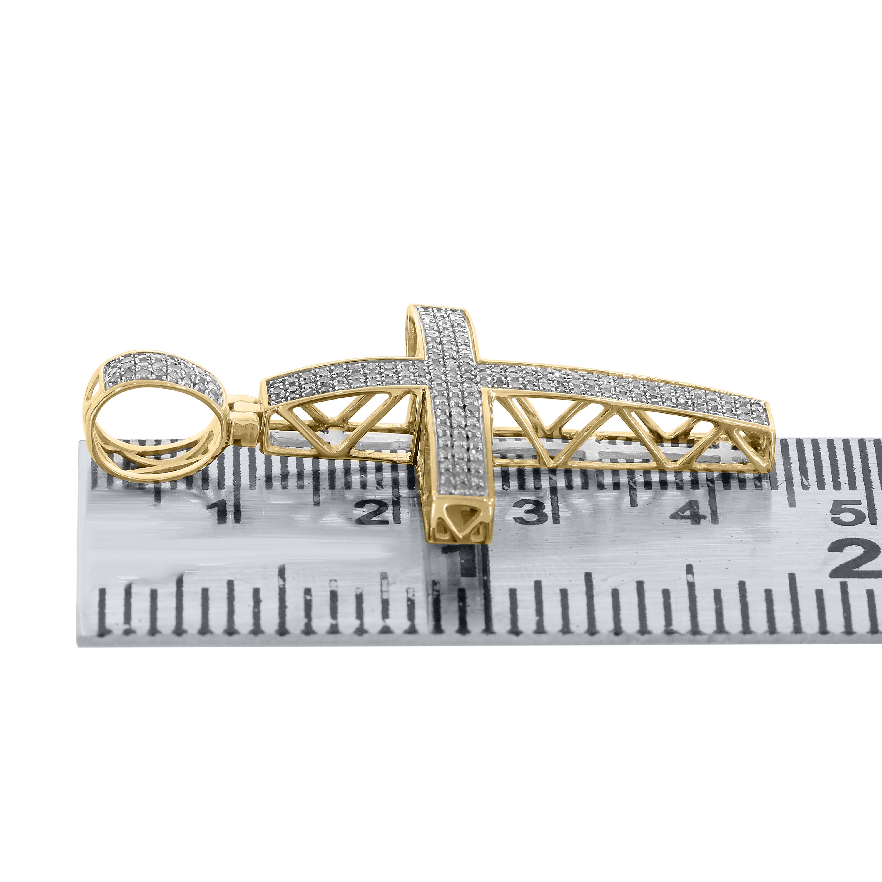 10K YELLOW GOLD DIAMOND CROSS 0.49 CTW