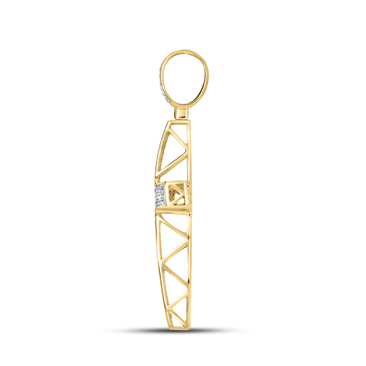 10K YELLOW GOLD DIAMOND CROSS 0.49 CTW