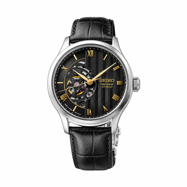 Seiko Presage Japanese Garden HCB008 Men's Black Open Heart Automatic Watch