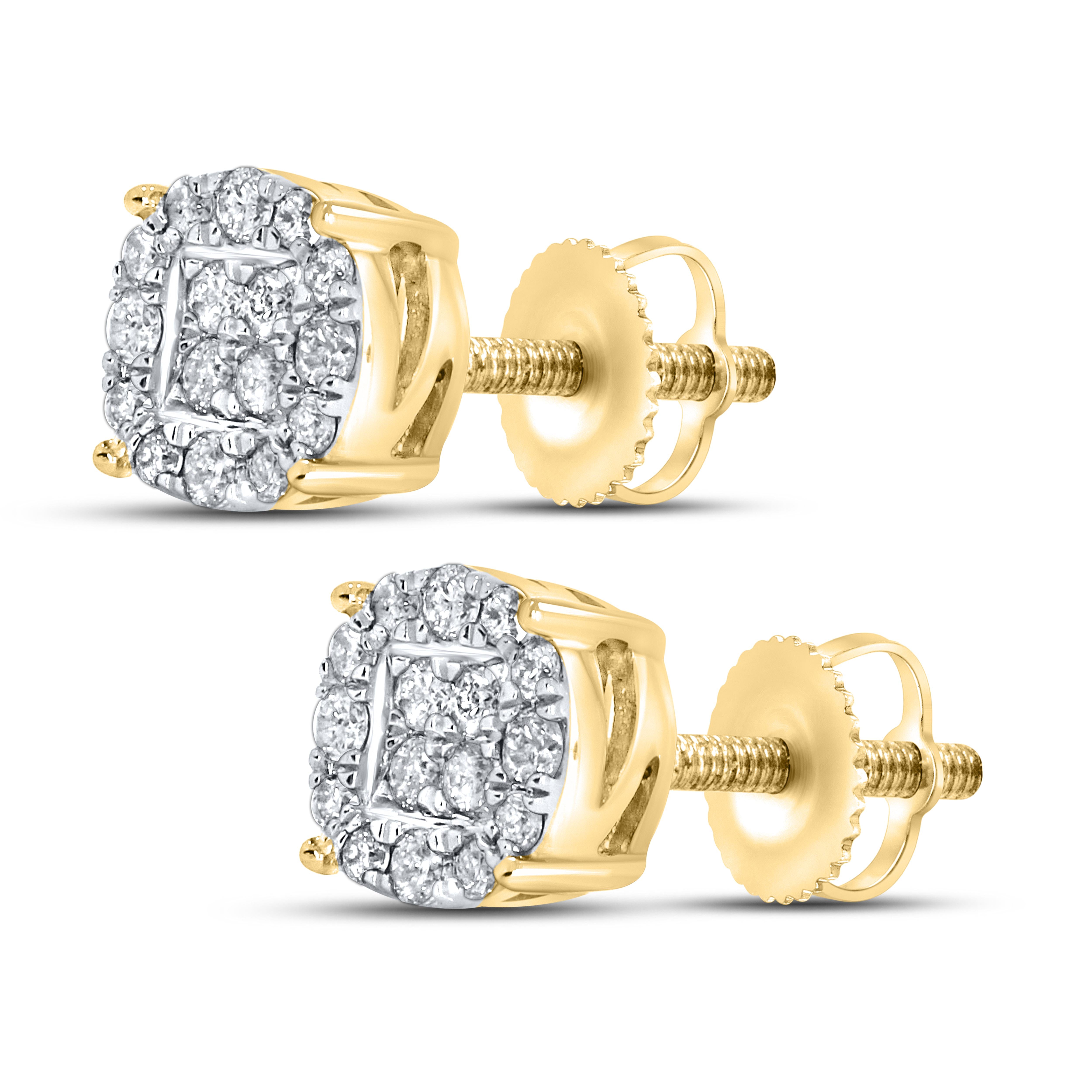 10K Yellow Gold Natural Diamond Earrings 0.26 CTW