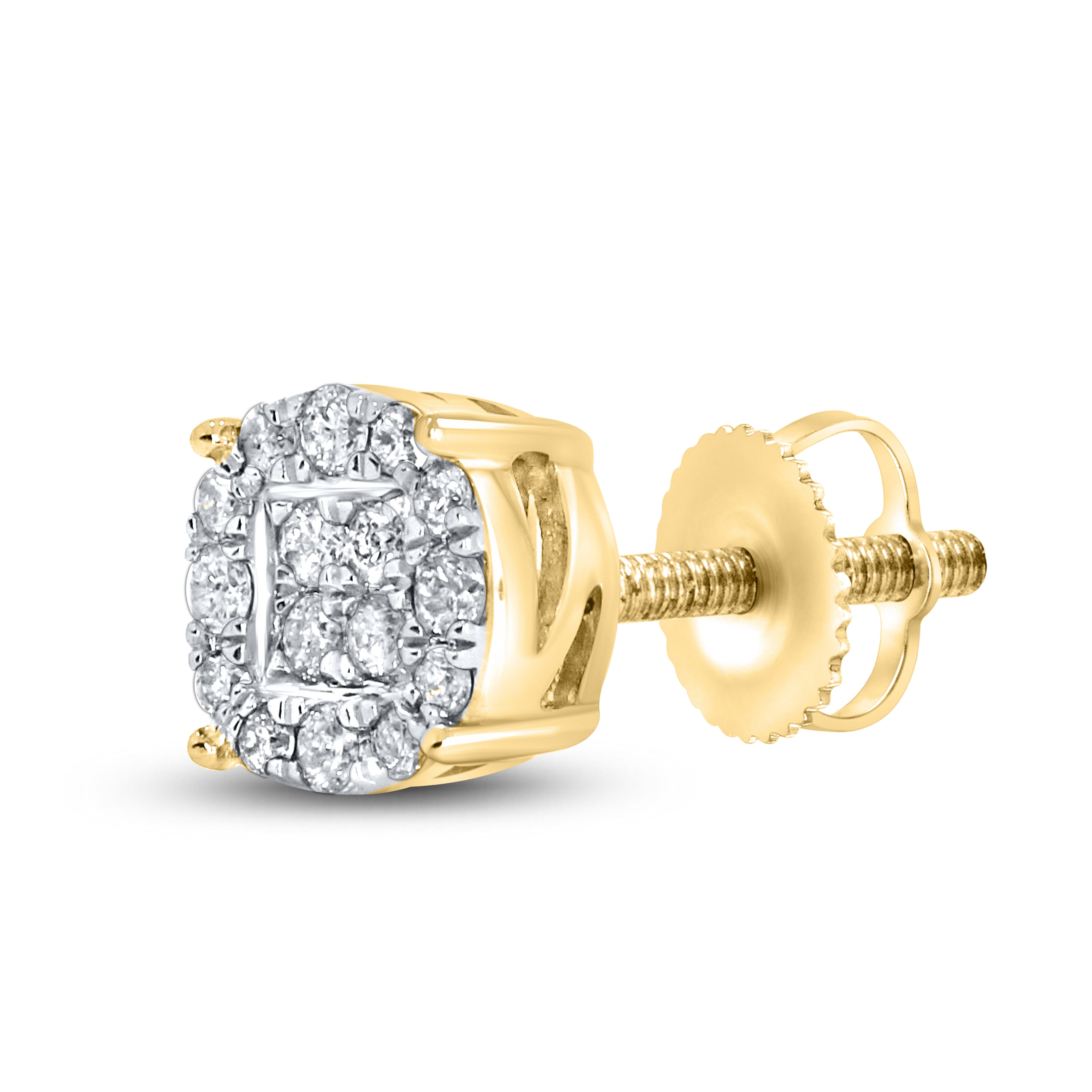 10K Yellow Gold Natural Diamond Earrings 0.26 CTW