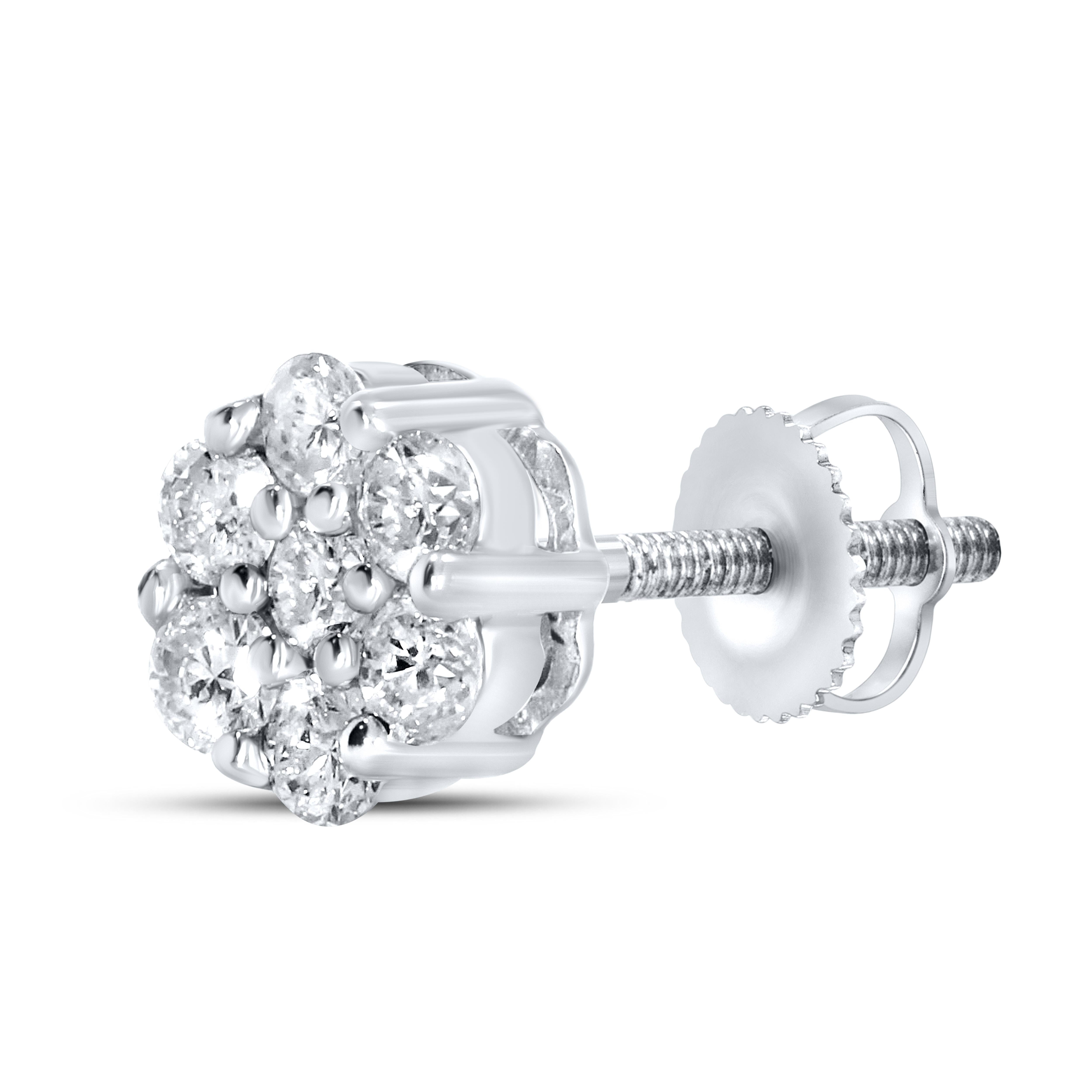 10K WHITE GOLD 0.48 CTW FLOWER DIAMOND EARRINGS