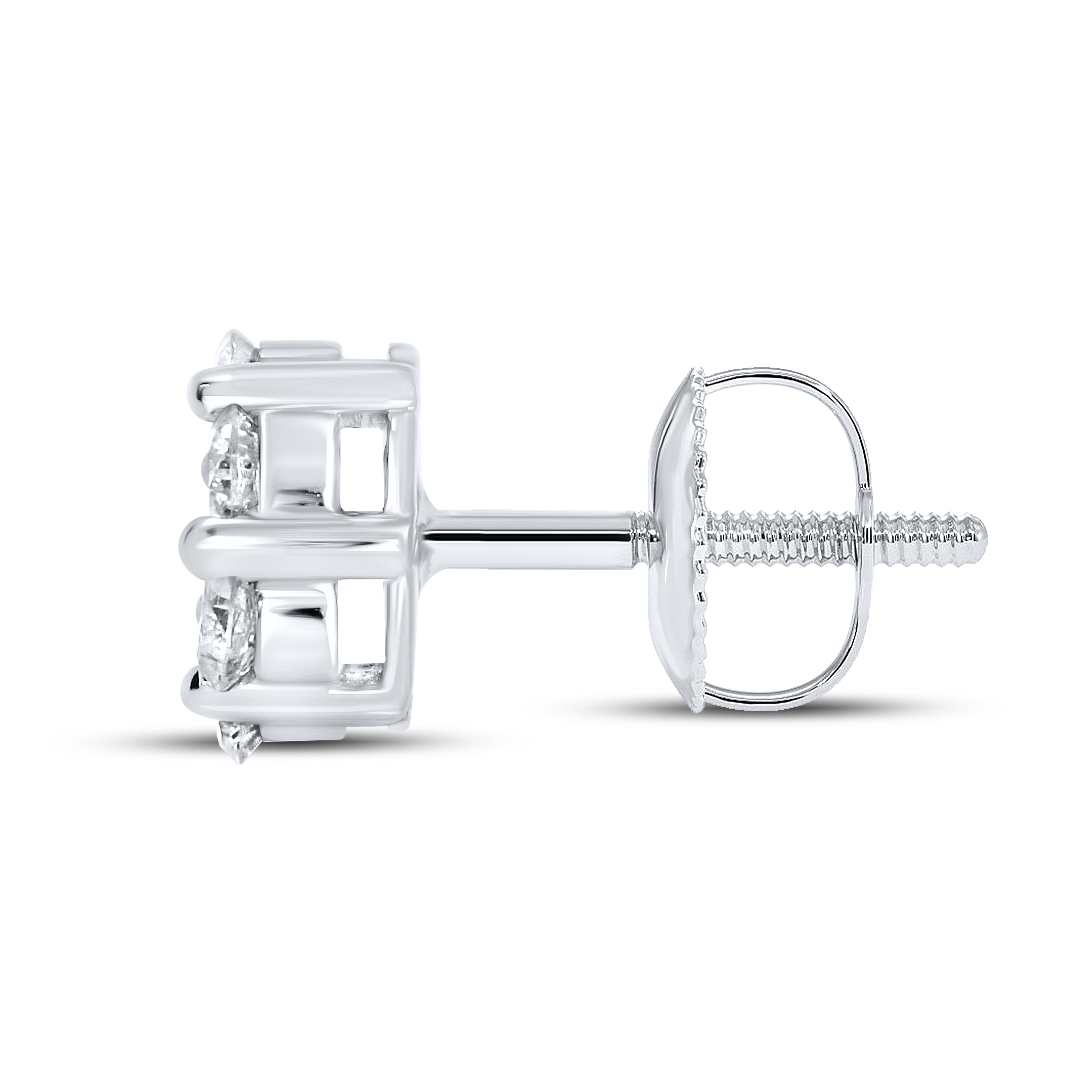 10K WHITE GOLD 0.48 CTW FLOWER DIAMOND EARRINGS