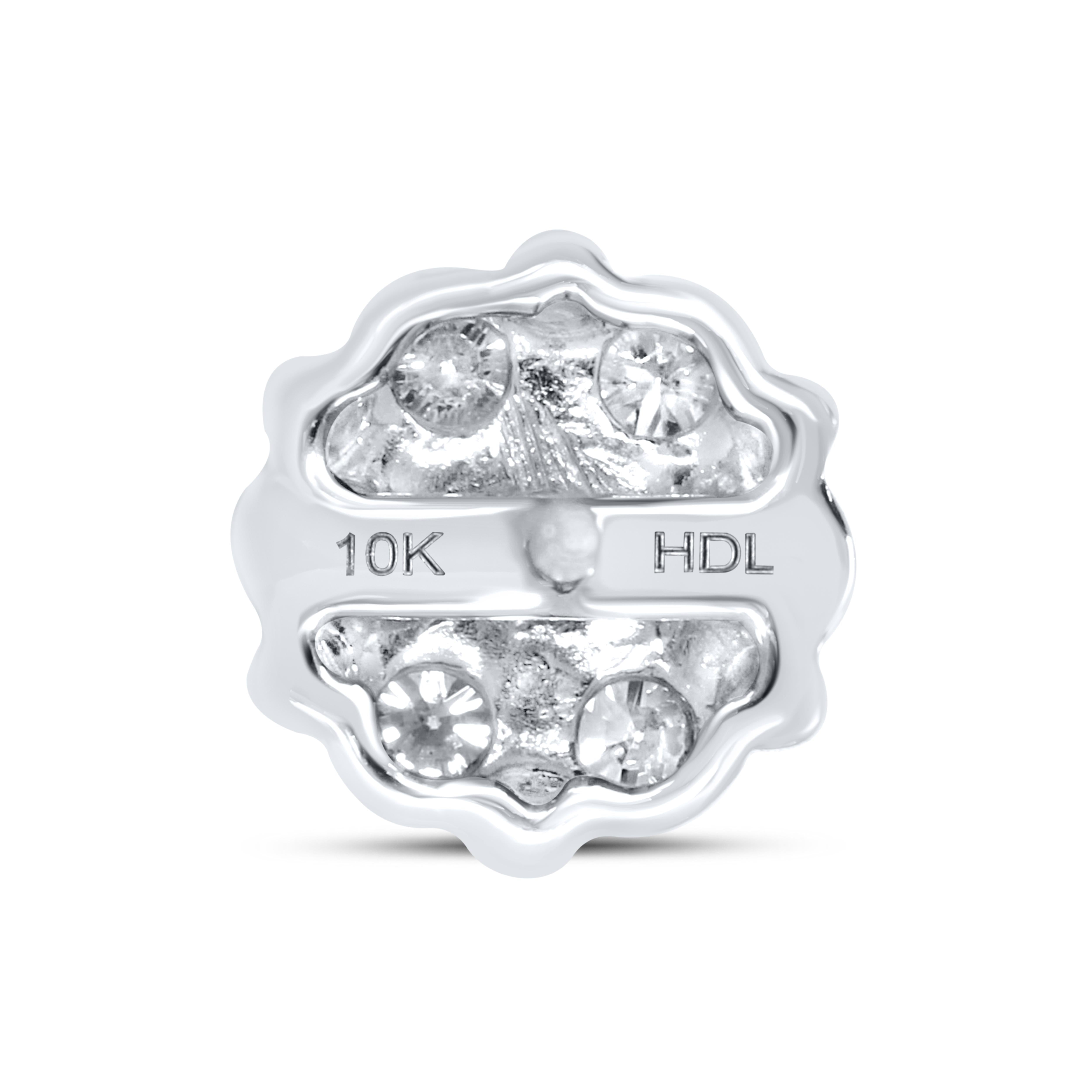 10K WHITE GOLD 0.99 CTW DIAMOND FLOWER EARRINGS