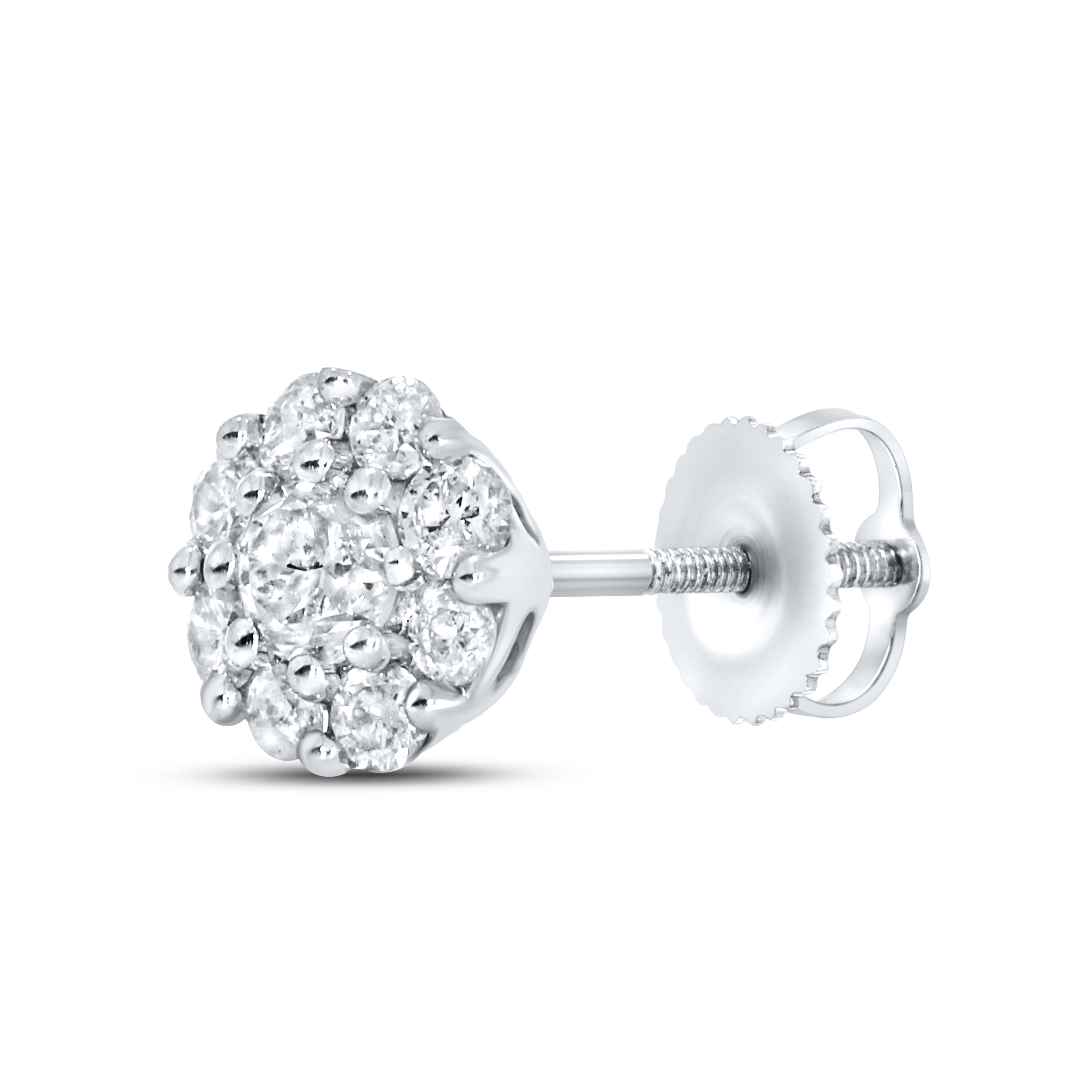 10K WHITE GOLD 0.53 CTW DIAMOND FLOWER EARRINGS