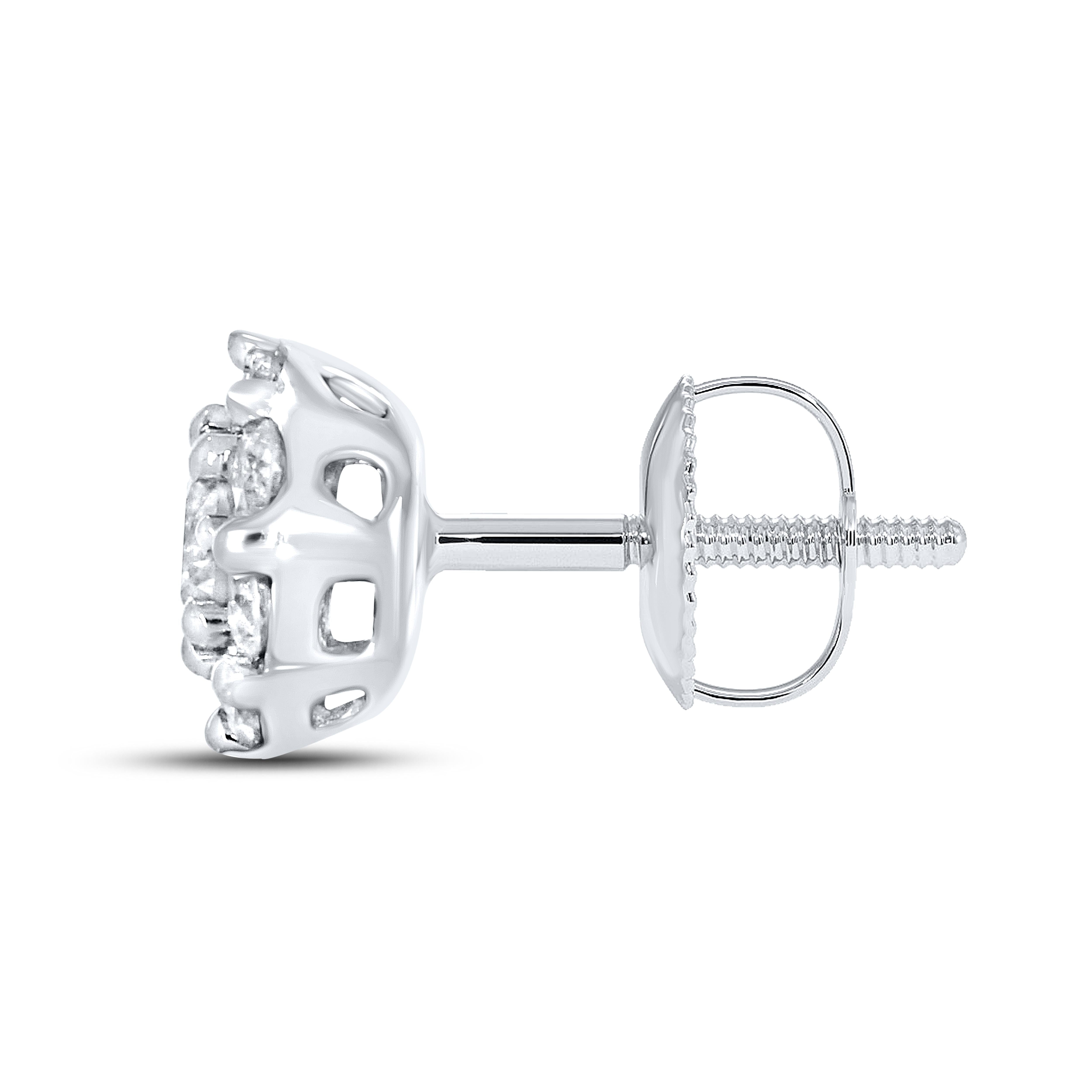 10K WHITE GOLD 0.53 CTW DIAMOND FLOWER EARRINGS