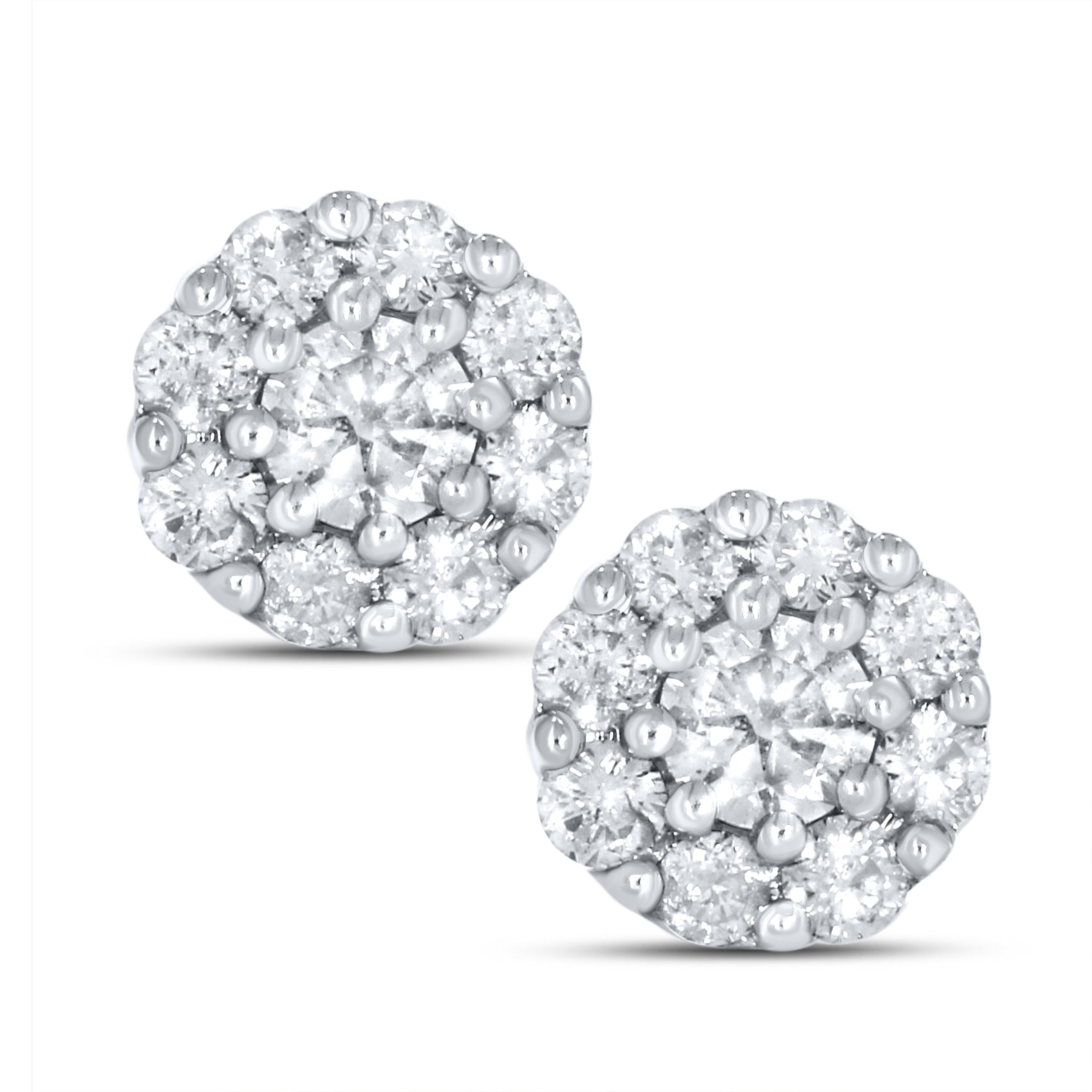 10K WHITE GOLD 0.53 CTW DIAMOND FLOWER EARRINGS