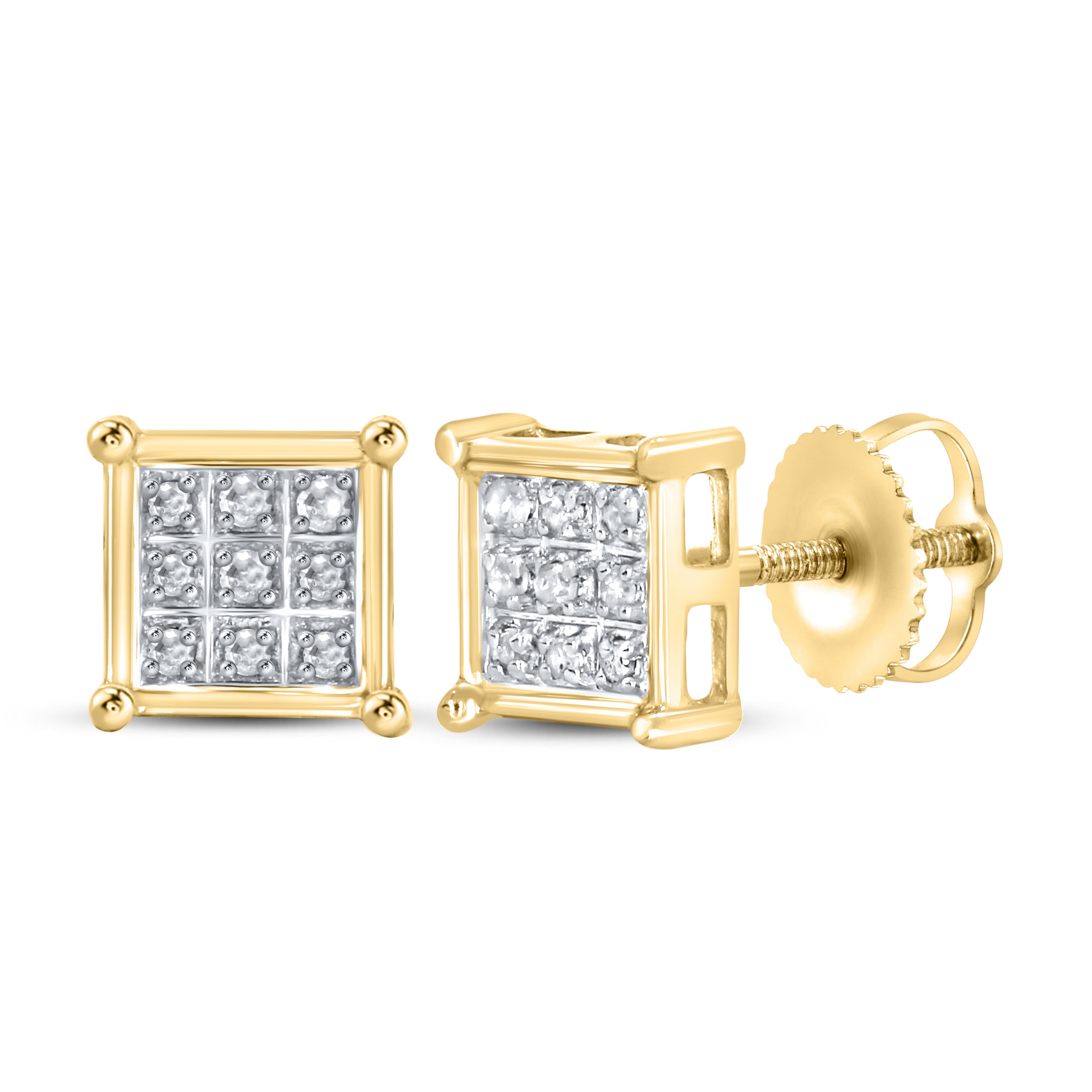 10k Yellow gold 0.05 CTW  Diamond Studs Earrings