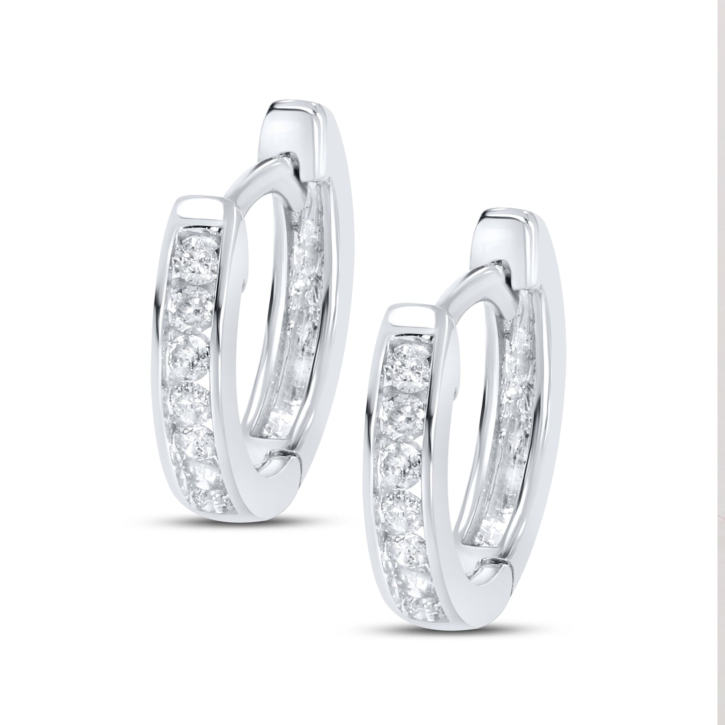 10K WHITE GOLD NATURAL DIAMOND HOOPS 0.15CTW