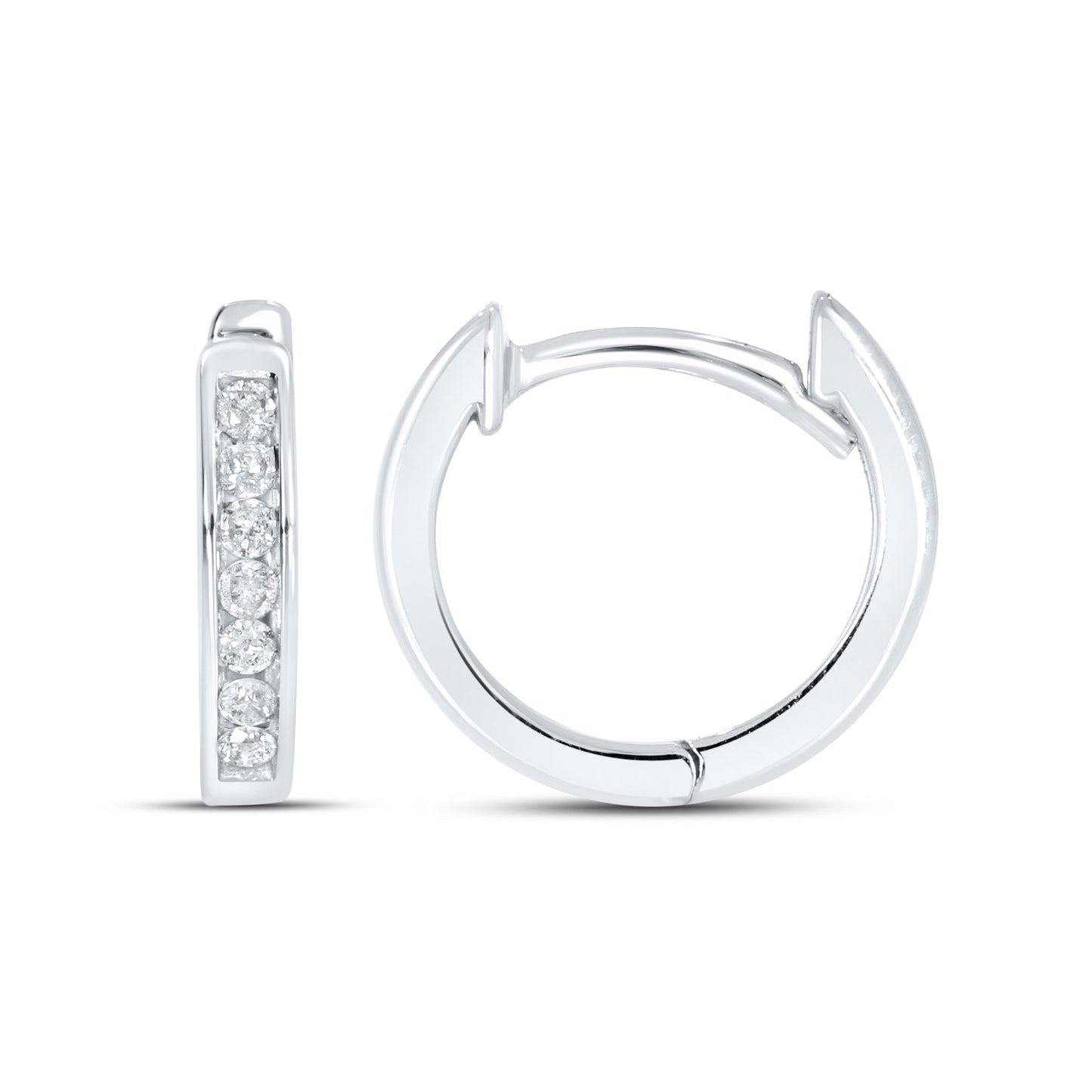 10K WHITE GOLD NATURAL DIAMOND HOOPS 0.15CTW