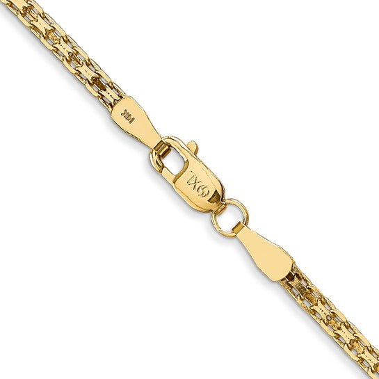 14KT Yellow Gold 20 inch 1.8mm Lightweight Flat Bismark with Lobster Clasp Chain