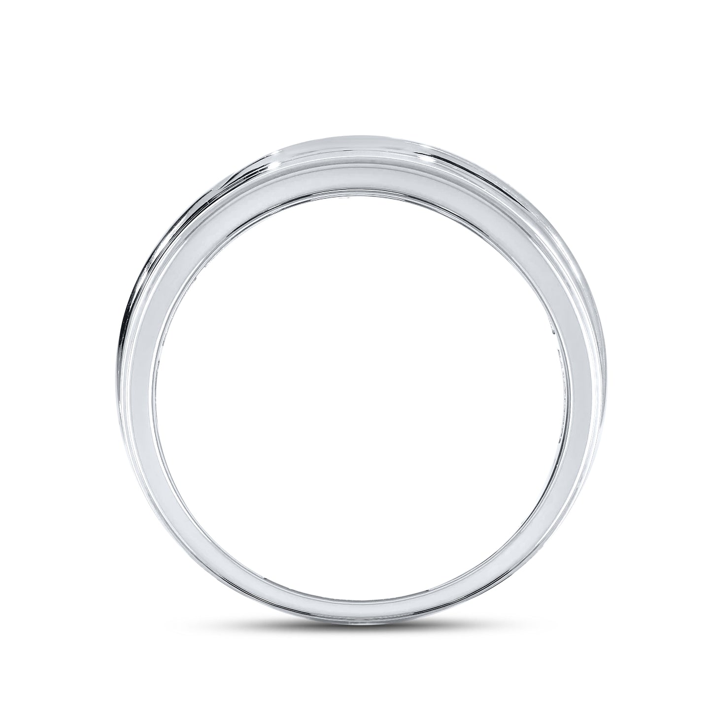 10K WHITE GOLD BLACK DIAMOND MEN’S  BAND 0.09 CTW