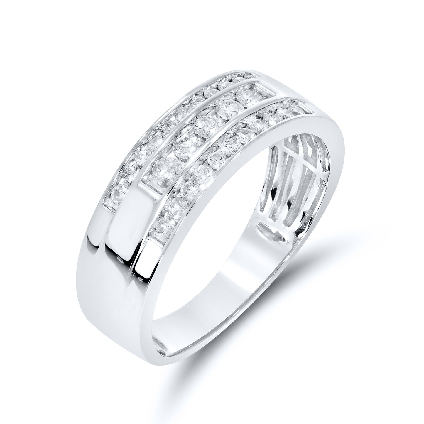 14K WHITE GOLD  DIAMOND MEN’S  BAND 0.55 CTW