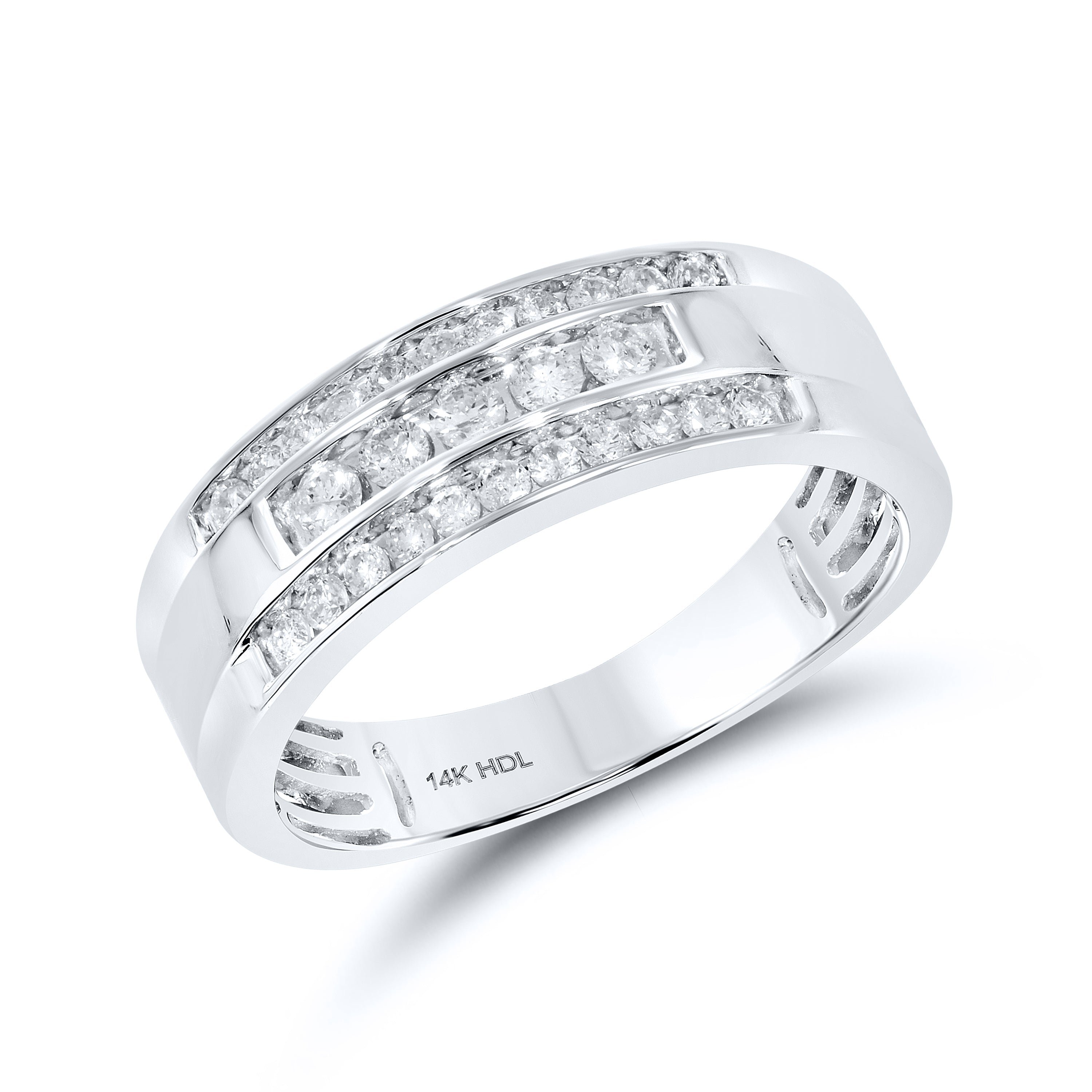 14K WHITE GOLD  DIAMOND MEN’S  BAND 0.55 CTW