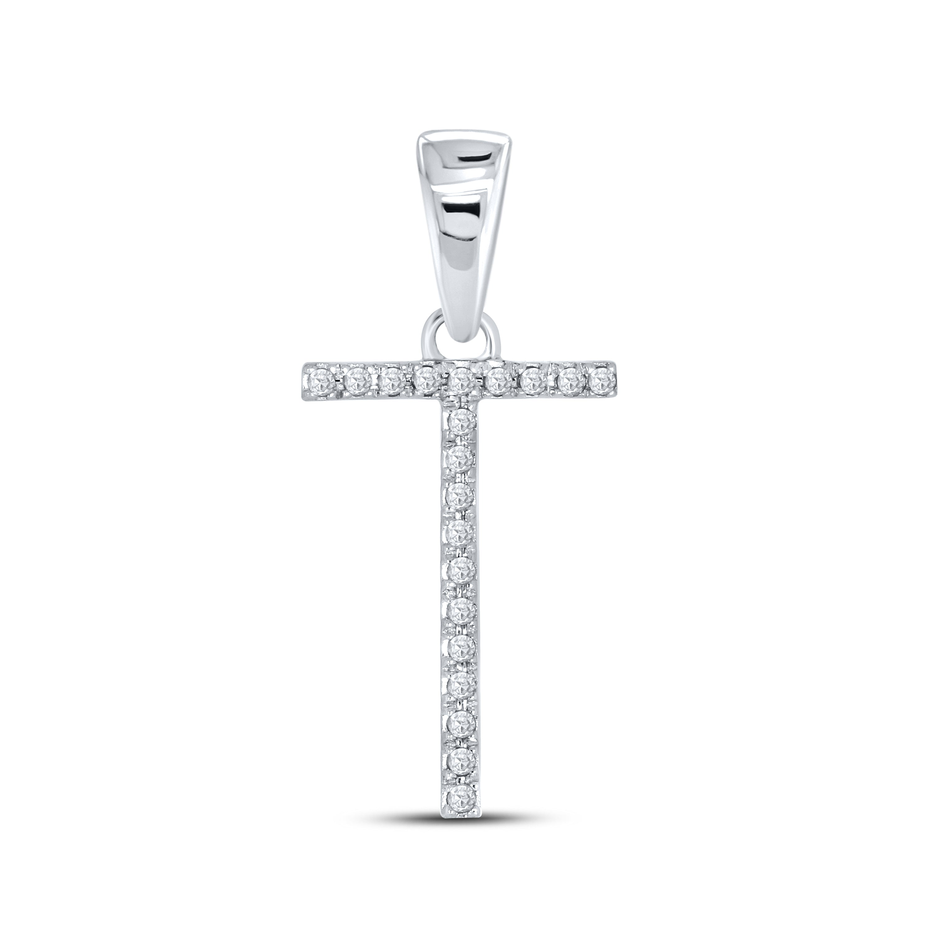10KT White Gold 0.06CTW DIAMOND INITIAL T