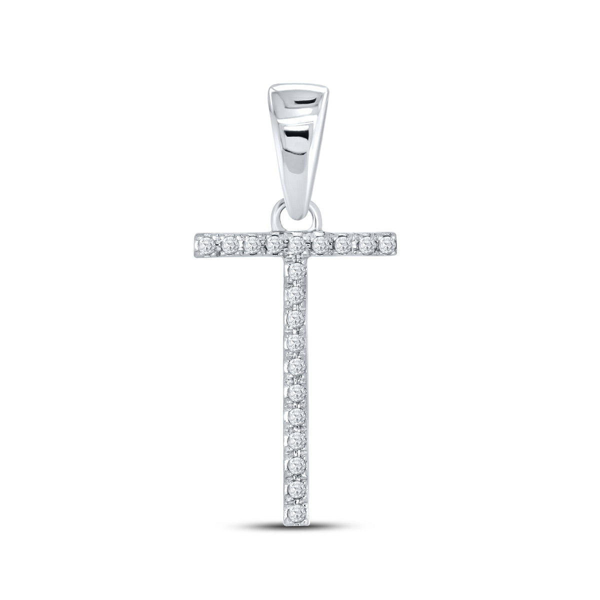 10KT White Gold 0.06CTW DIAMOND INITIAL T