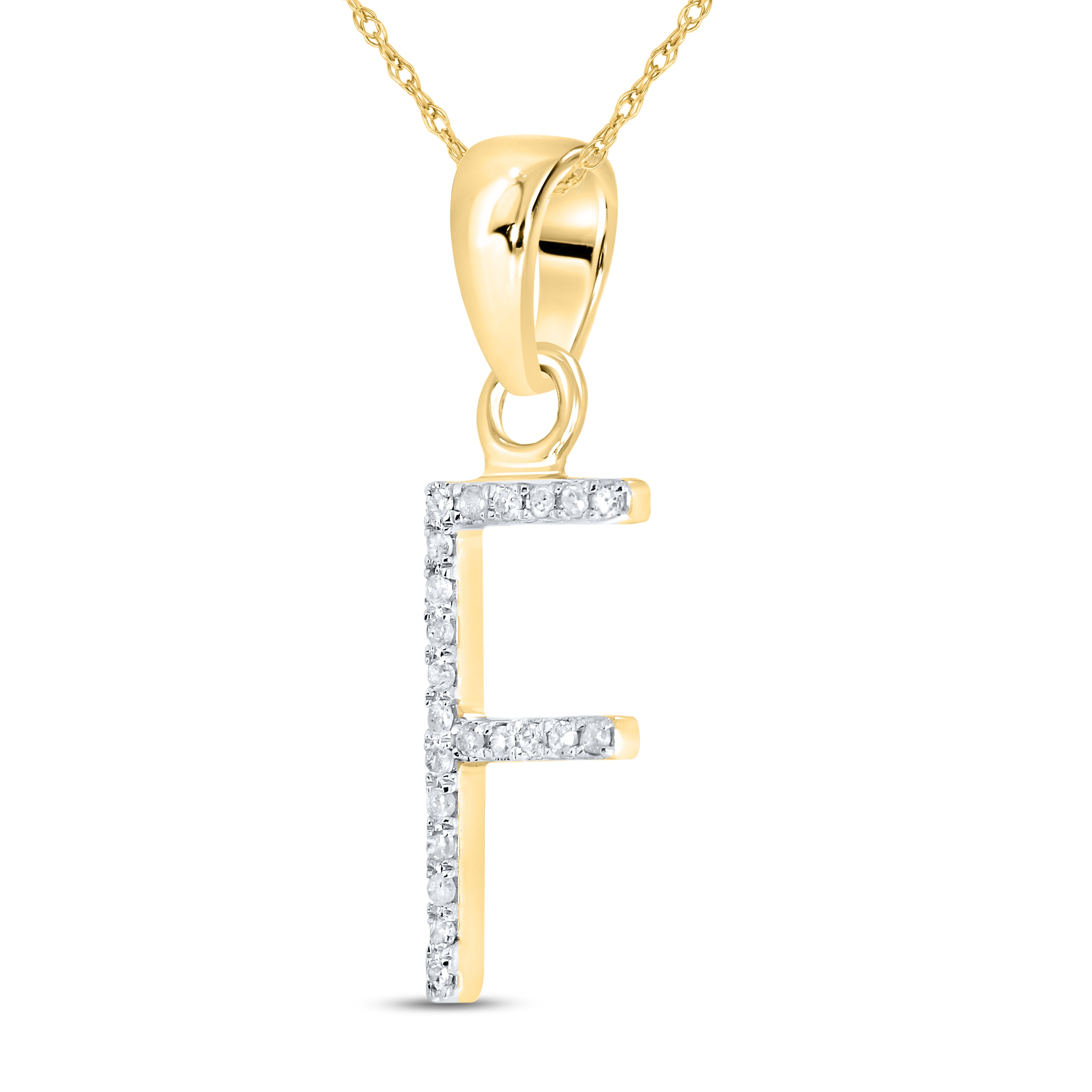 10KT Yellow Gold 0.07 CTW DIAMOND INITIAL F