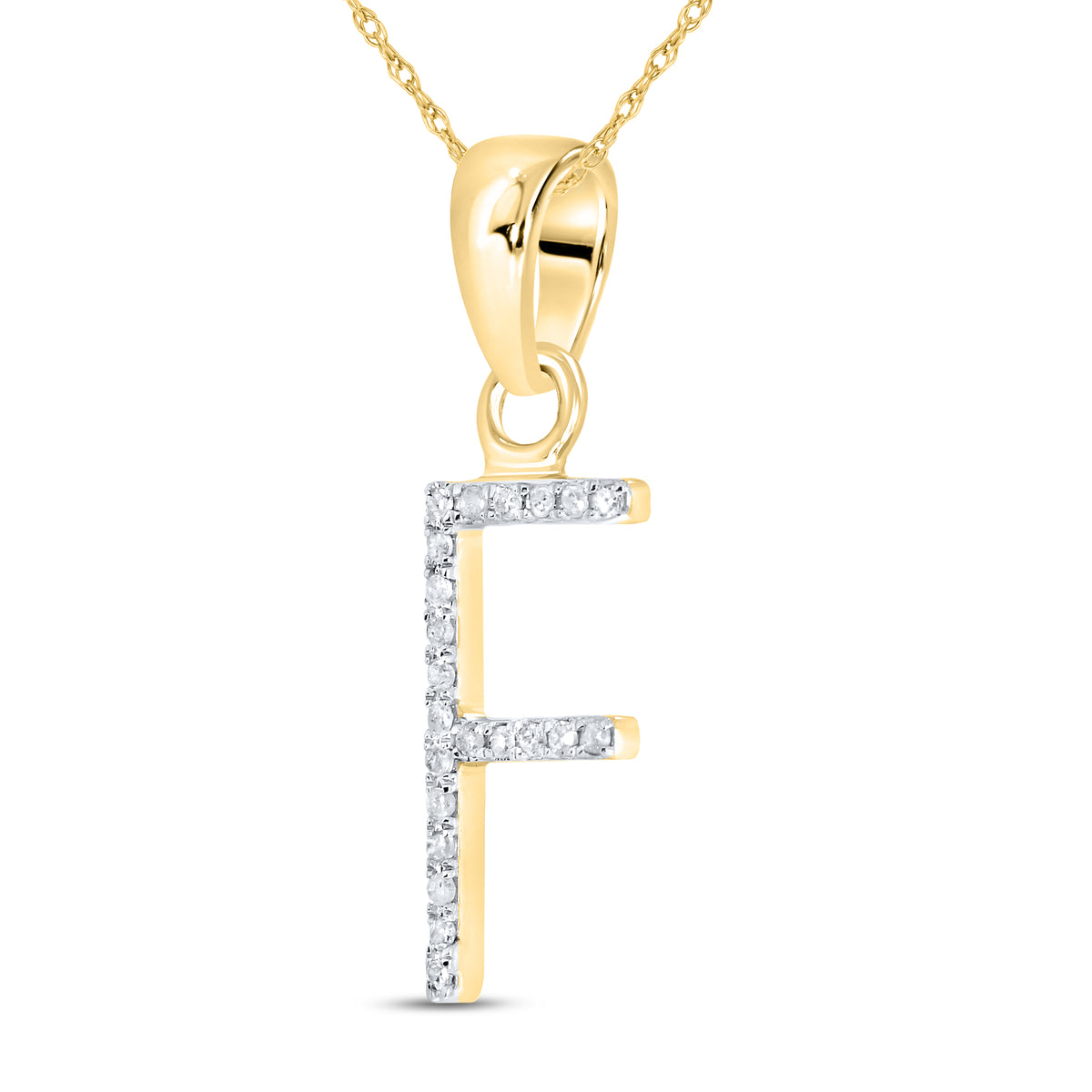 10KT Yellow Gold 0.07 CTW DIAMOND INITIAL F