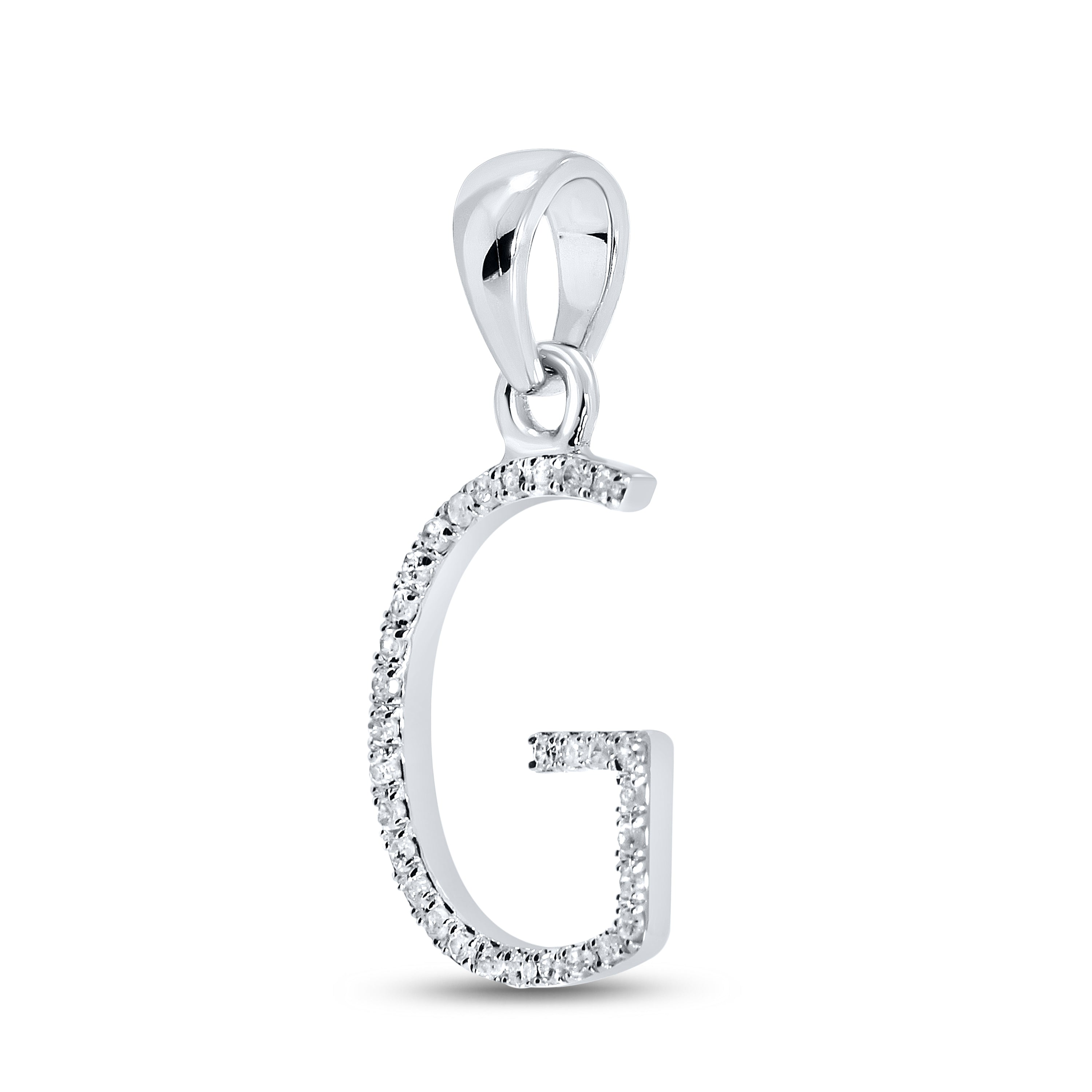 10KT White Gold 0.1 CTW DIAMOND INITIAL G