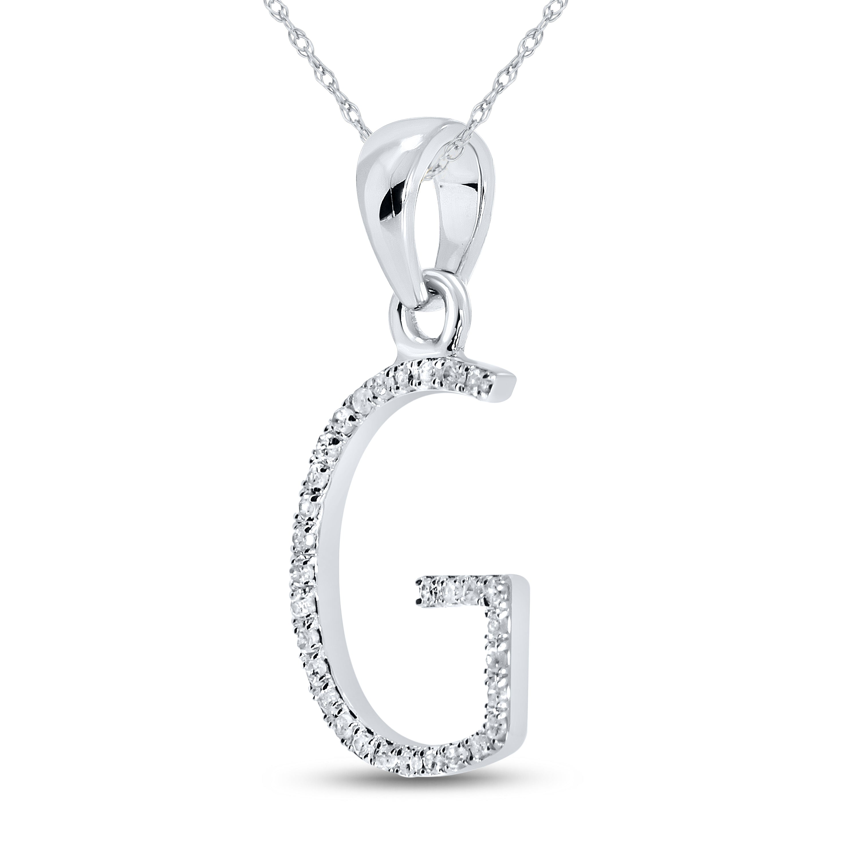 10KT White Gold 0.1 CTW DIAMOND INITIAL G