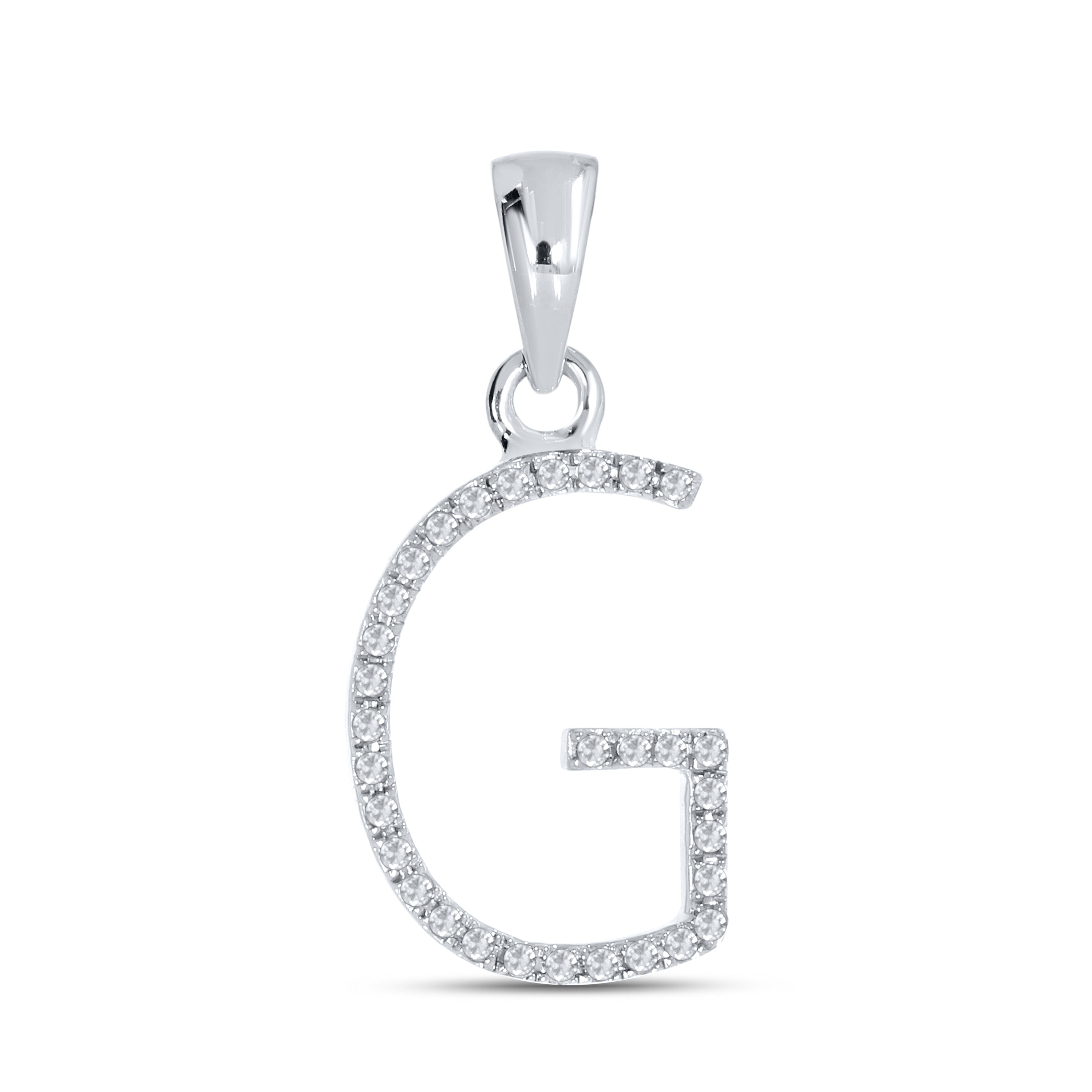 10KT White Gold 0.1 CTW DIAMOND INITIAL G
