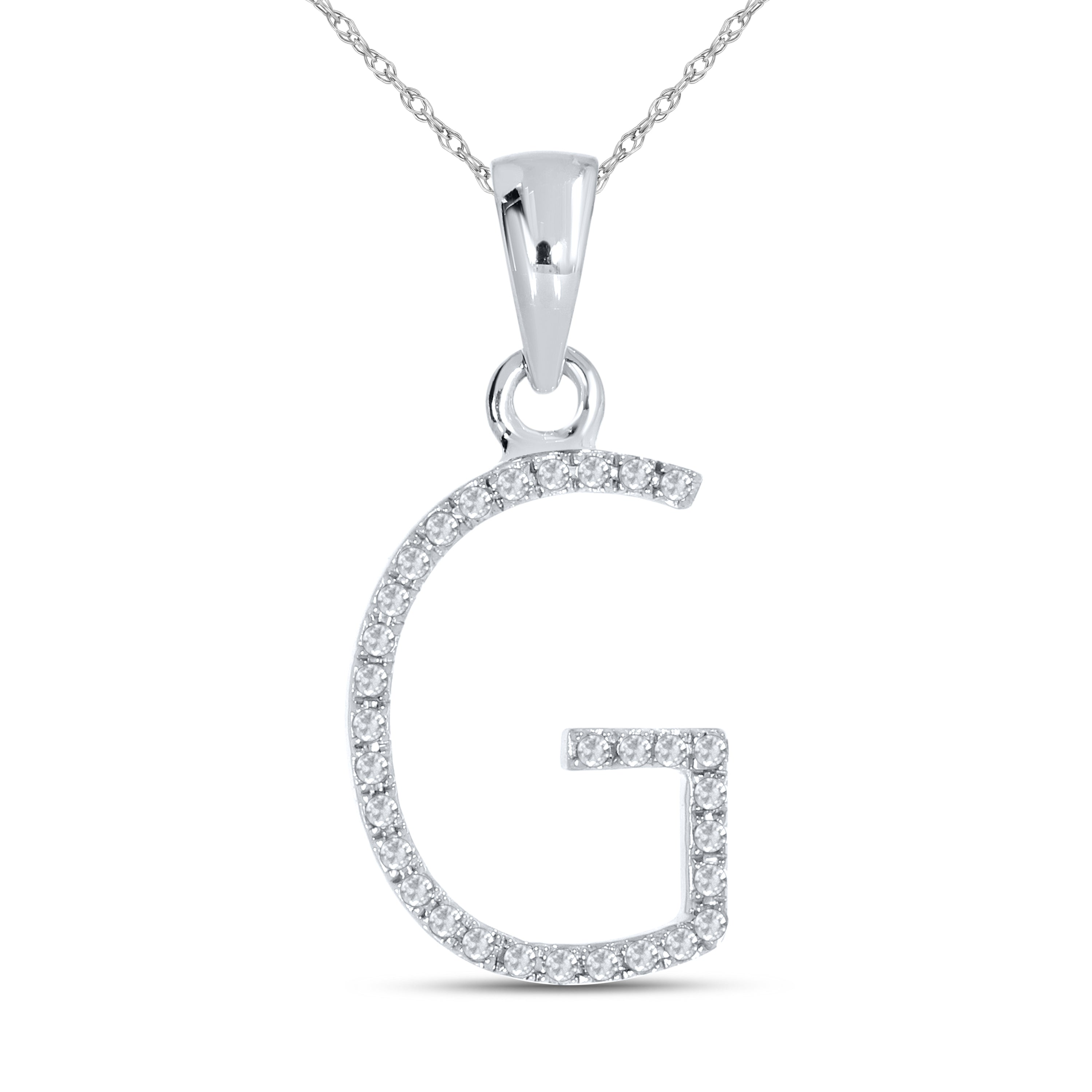 10KT White Gold 0.1 CTW DIAMOND INITIAL G