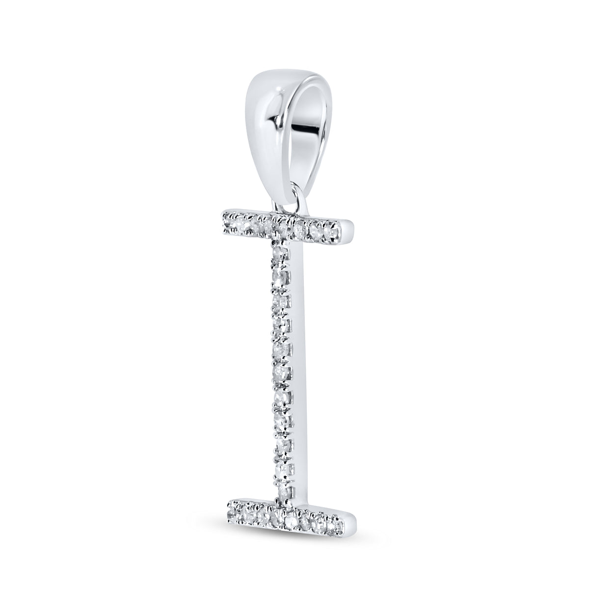 10KT White Gold 0.08CTW DIAMOND INITIAL I