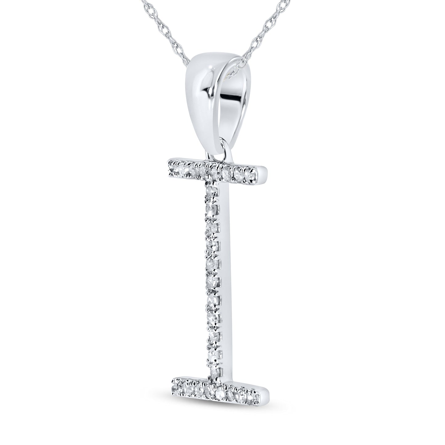10KT White Gold 0.08CTW DIAMOND INITIAL I