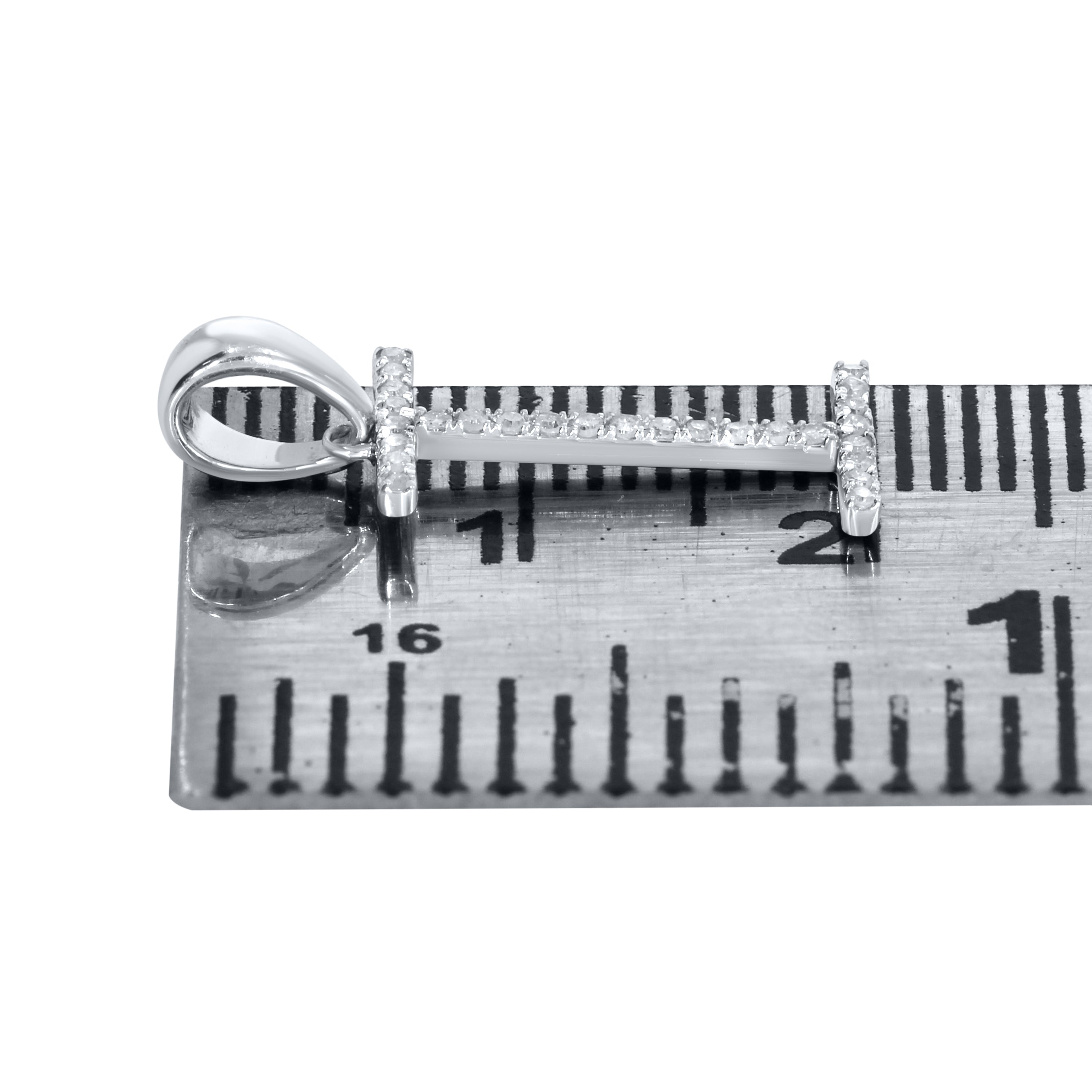 10KT White Gold 0.08CTW DIAMOND INITIAL I