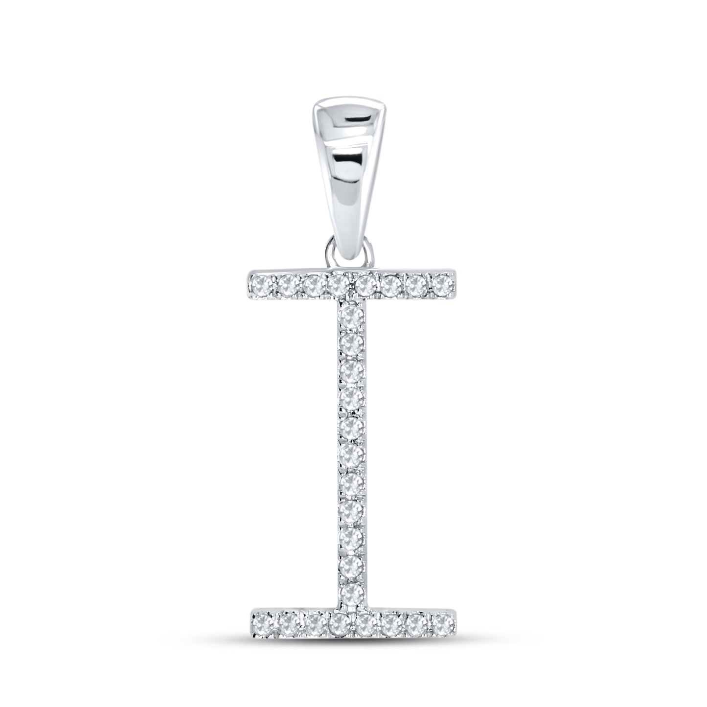 10KT White Gold 0.08CTW DIAMOND INITIAL I