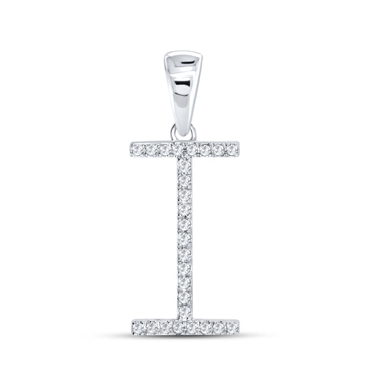 10KT White Gold 0.08CTW DIAMOND INITIAL I