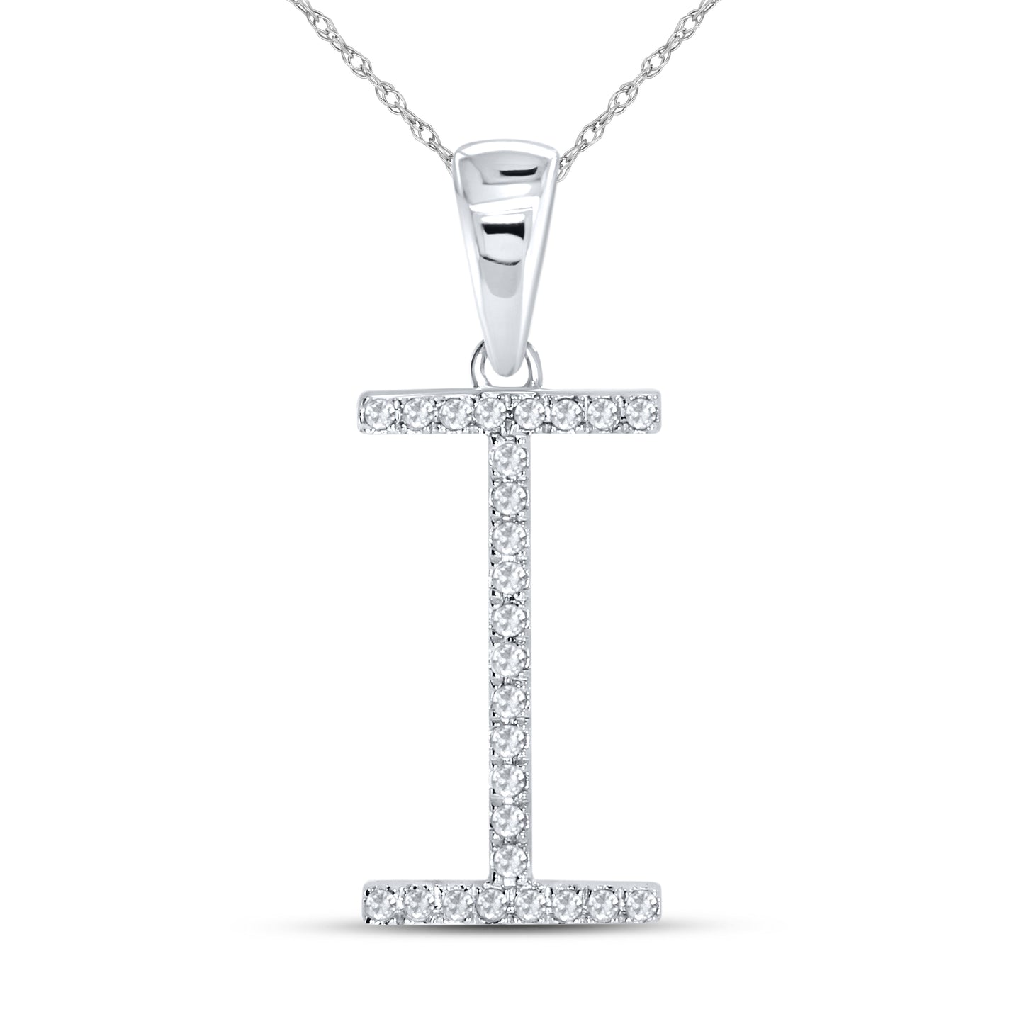 10KT White Gold 0.08CTW DIAMOND INITIAL I