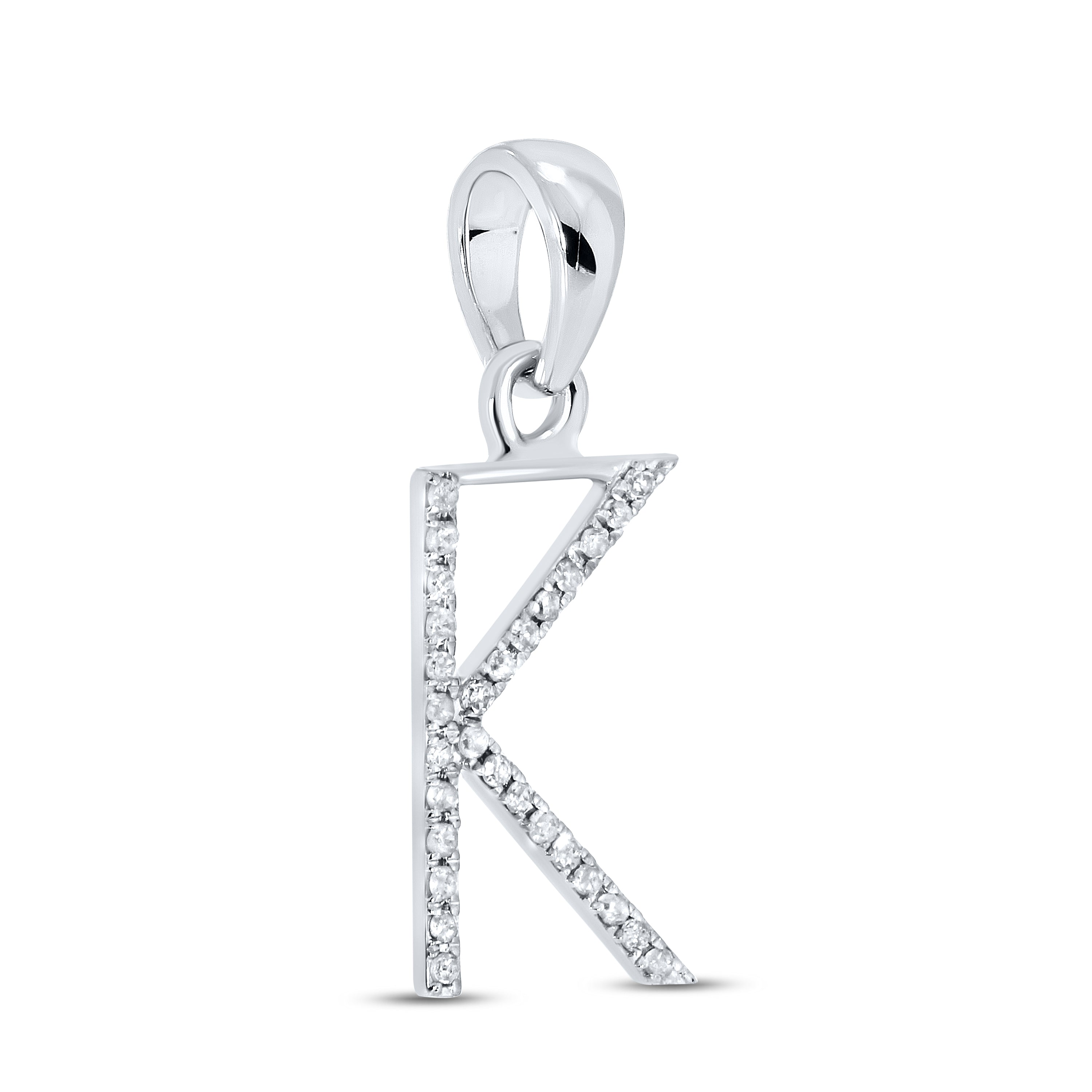 10KT White Gold 0.09 CTW DIAMOND INITIAL K