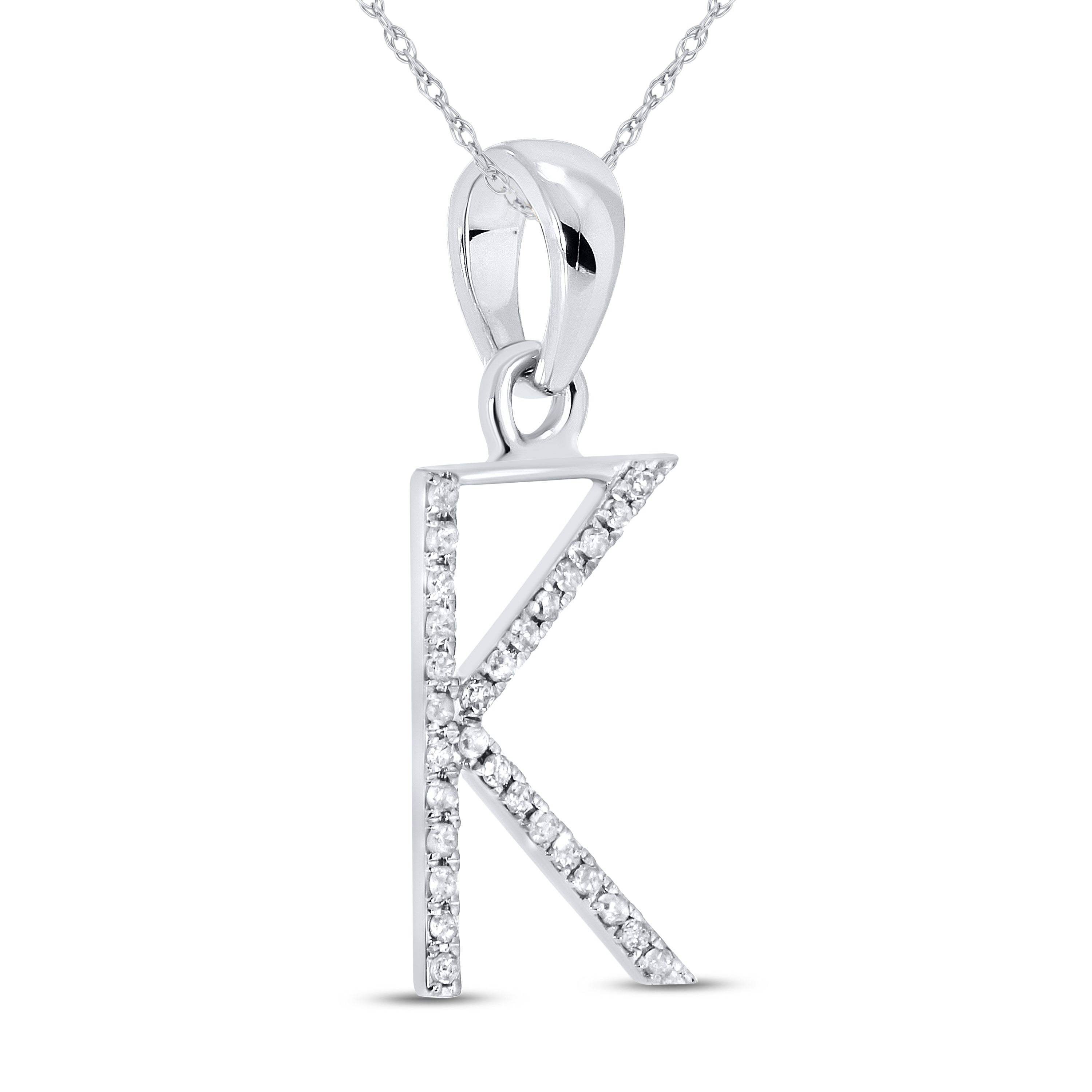 10KT White Gold 0.09 CTW DIAMOND INITIAL K