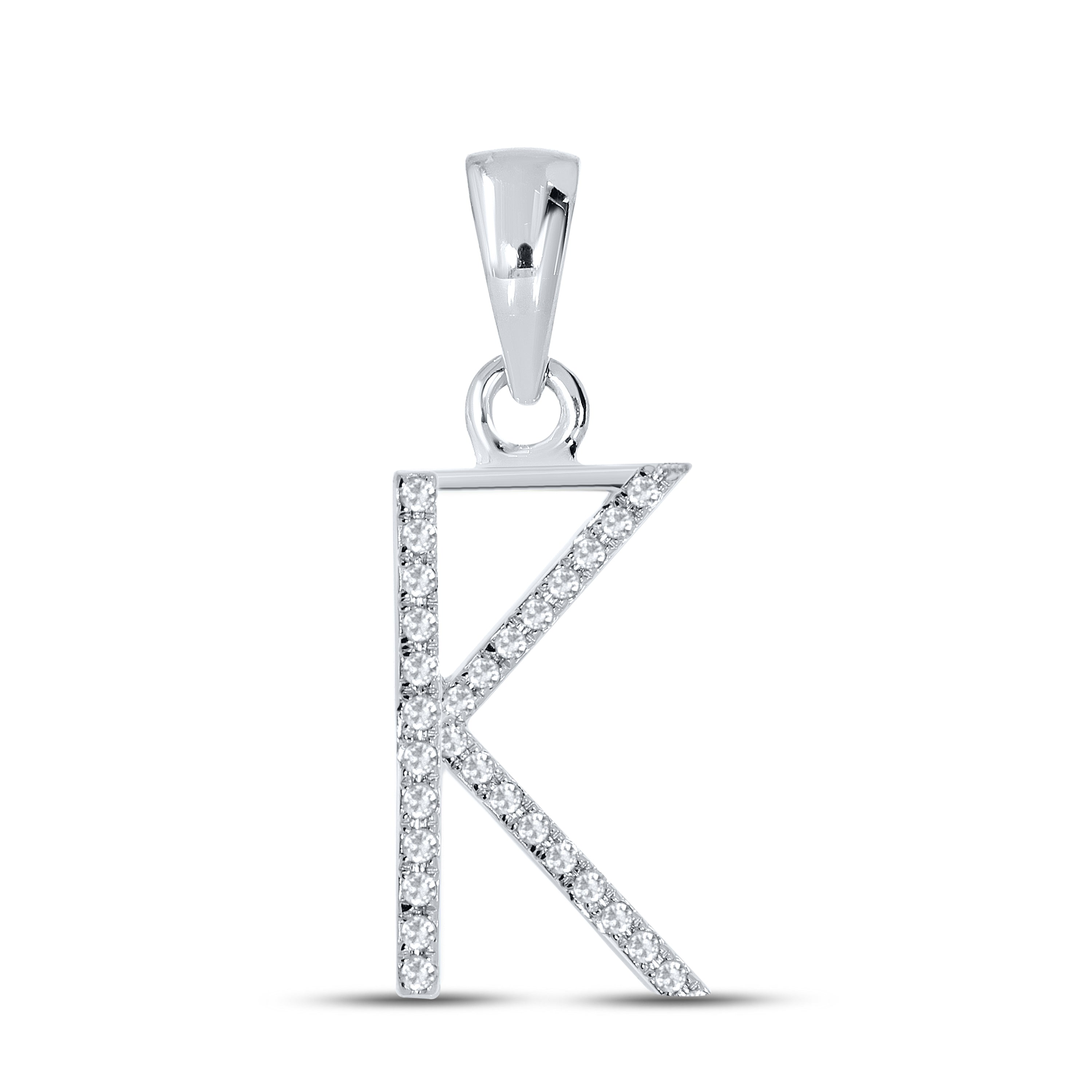 10KT White Gold 0.09 CTW DIAMOND INITIAL K