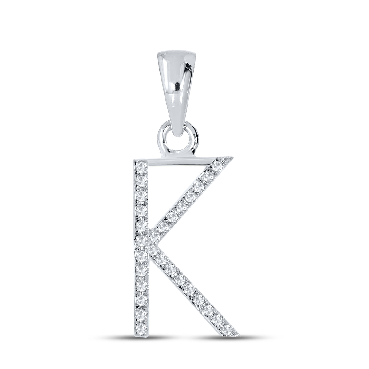 10KT White Gold 0.09 CTW DIAMOND INITIAL K
