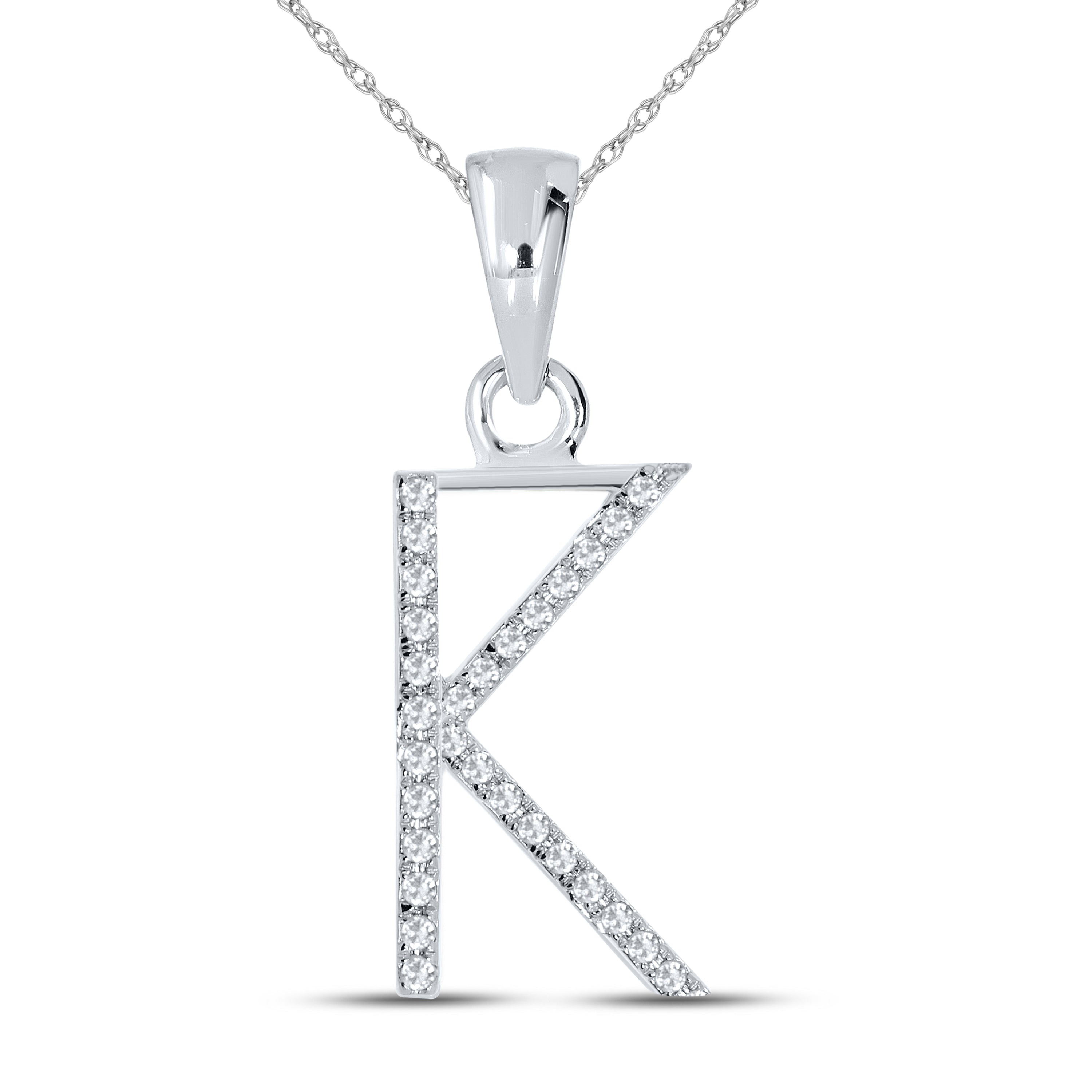 10KT White Gold 0.09 CTW DIAMOND INITIAL K