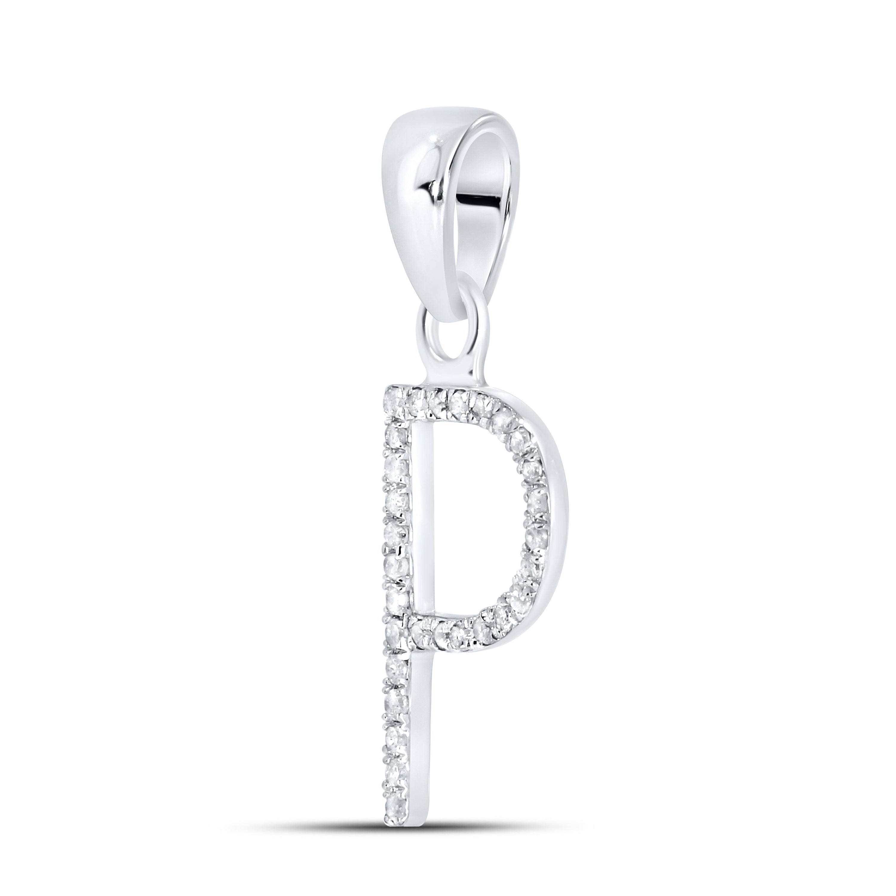 10KT White Gold 0.09 CTW DIAMOND INITIAL  P