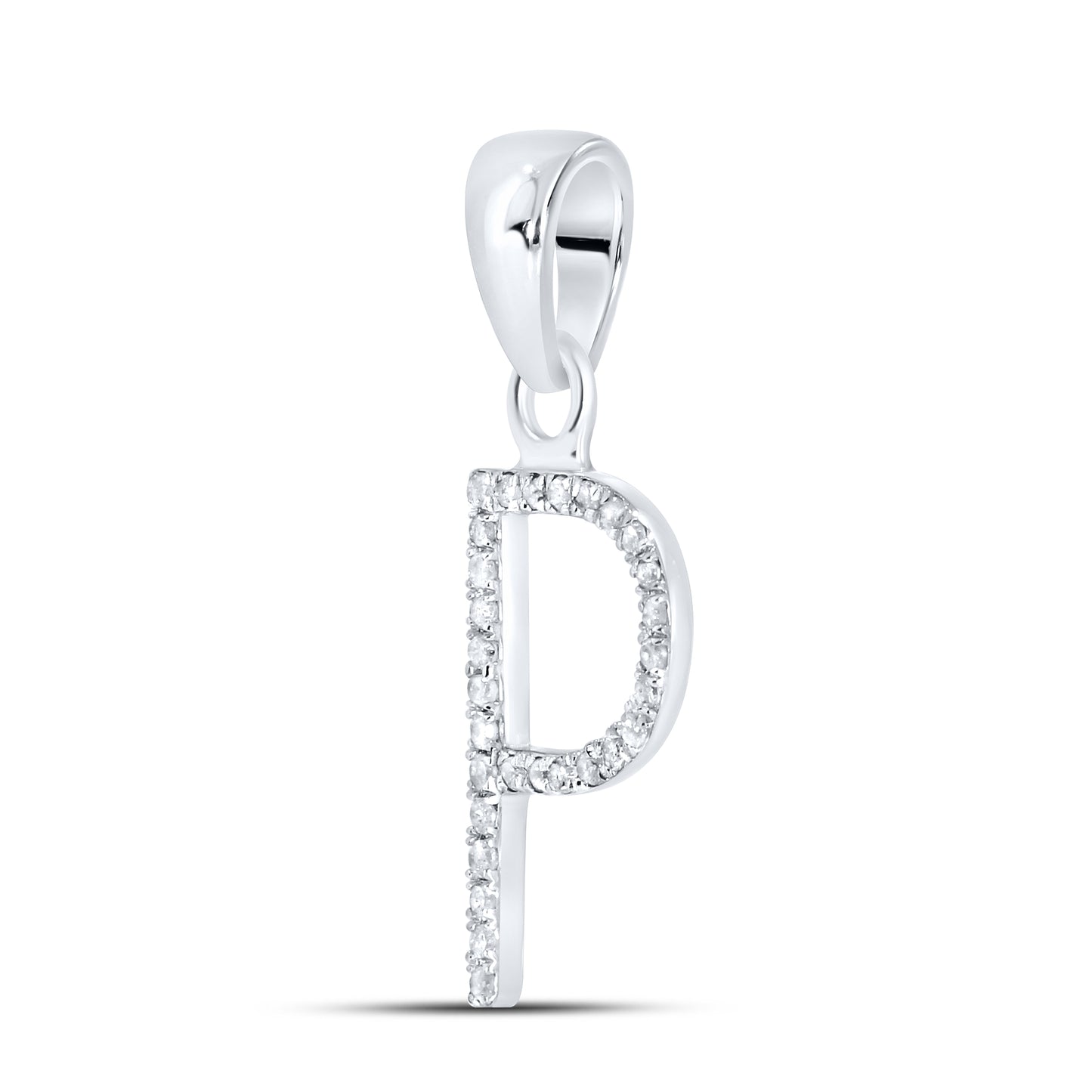 10KT White Gold 0.09 CTW DIAMOND INITIAL  P