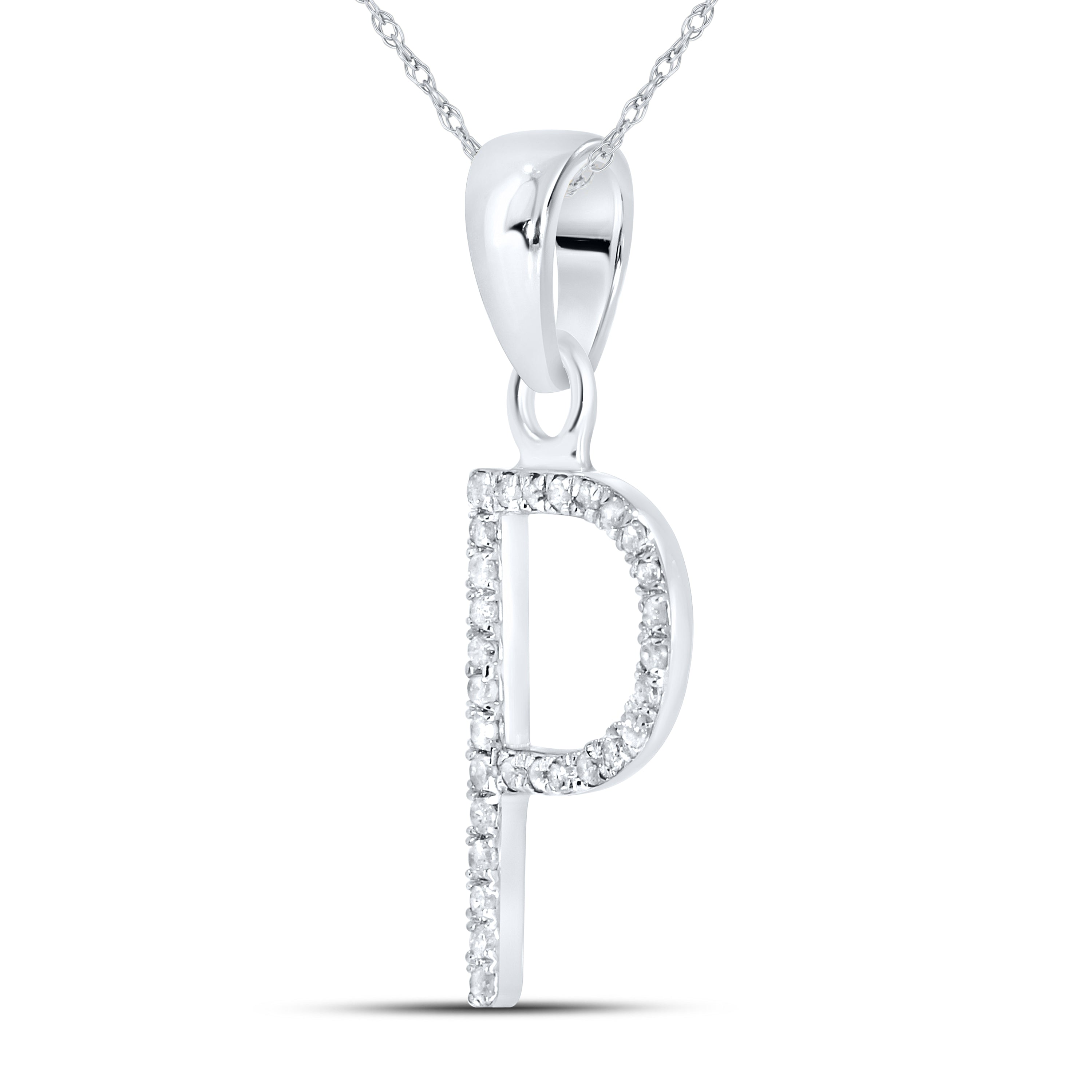 10KT White Gold 0.09 CTW DIAMOND INITIAL  P