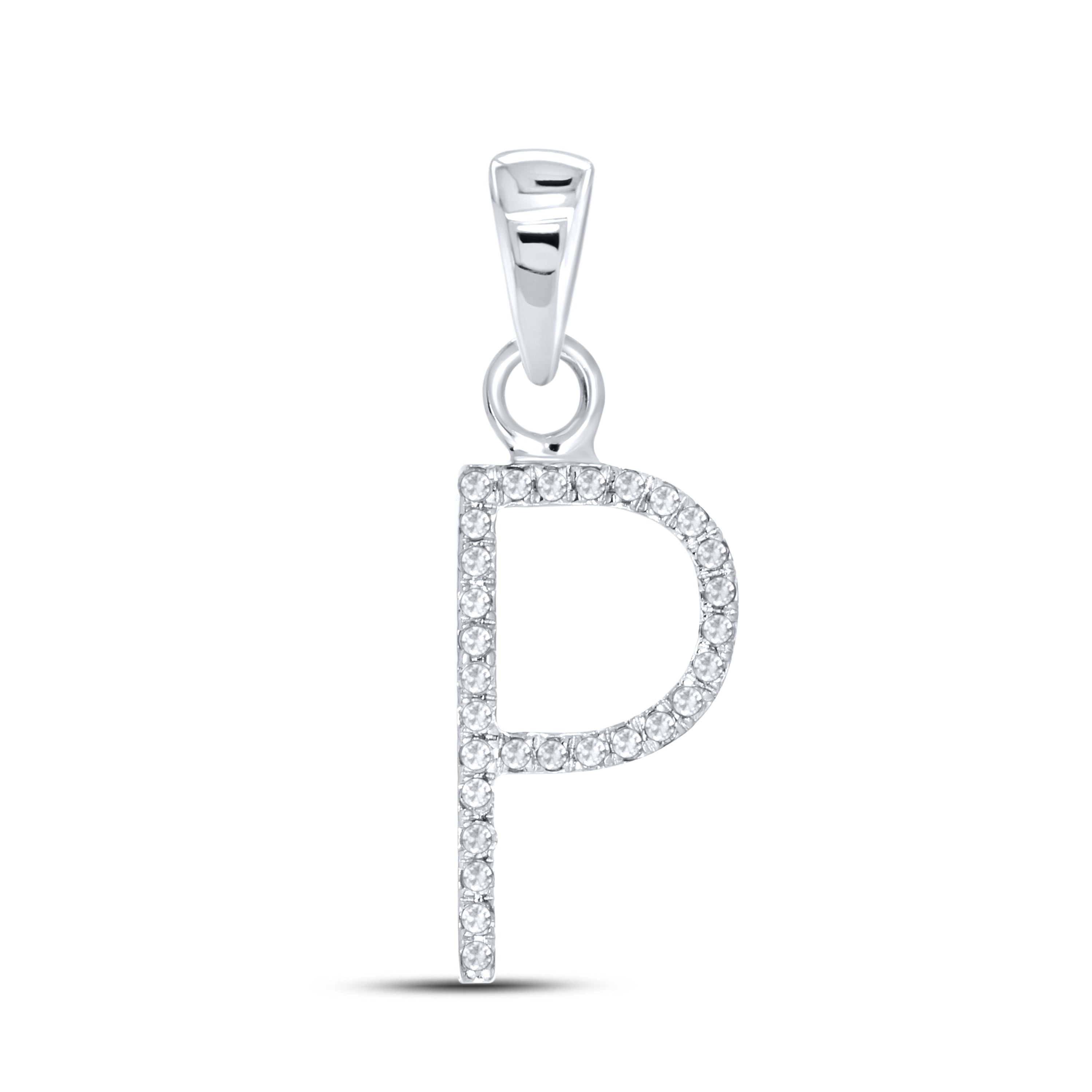 10KT White Gold 0.09 CTW DIAMOND INITIAL  P